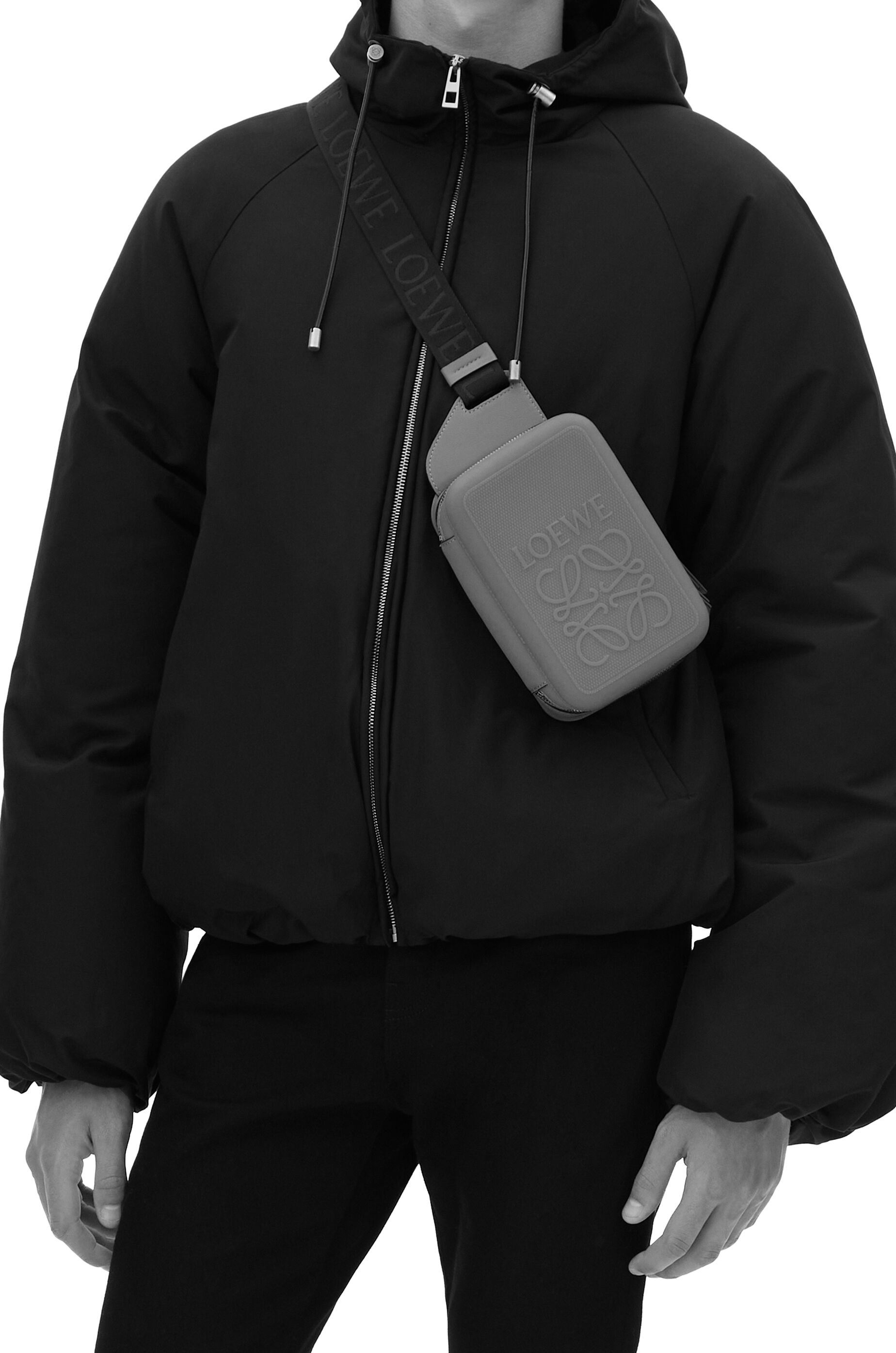 Molded Sling Leather Crossbody Bag in Black - Loewe