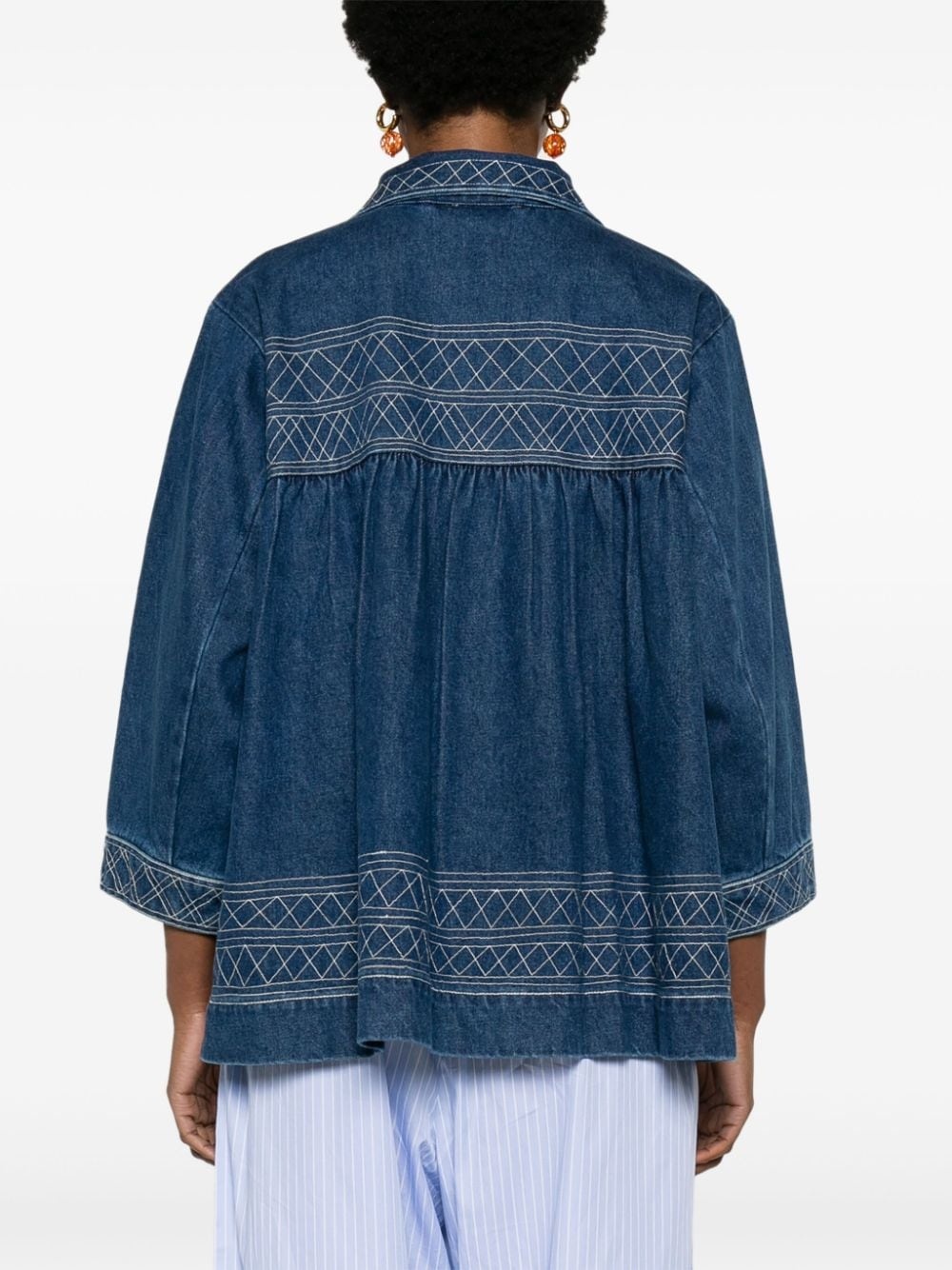 Quincy motif-embroidered denim jacket - 4