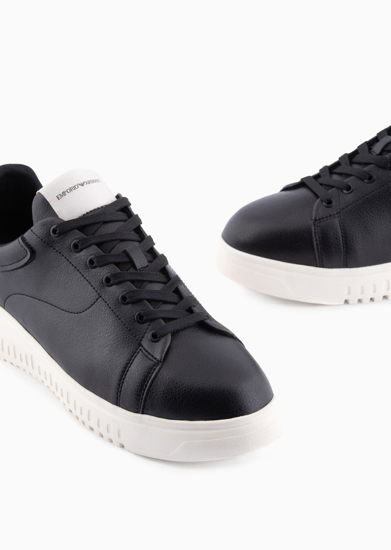 EMPORIO ARMANI Tumbled-leather sneakers with oversized soles outlook