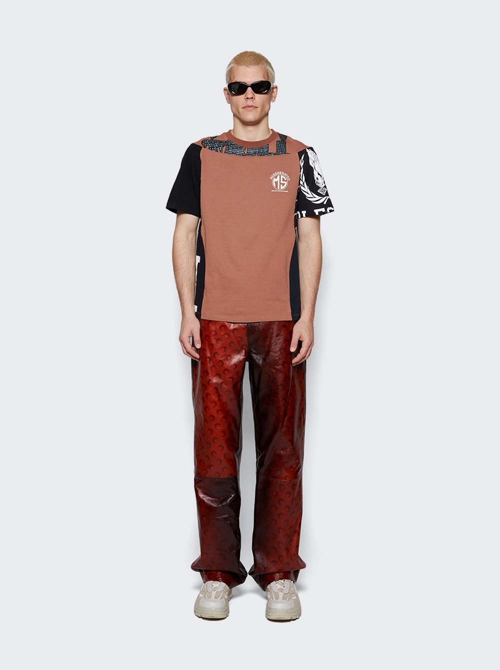 Graphic Patchwork T-shirt Brown - 2