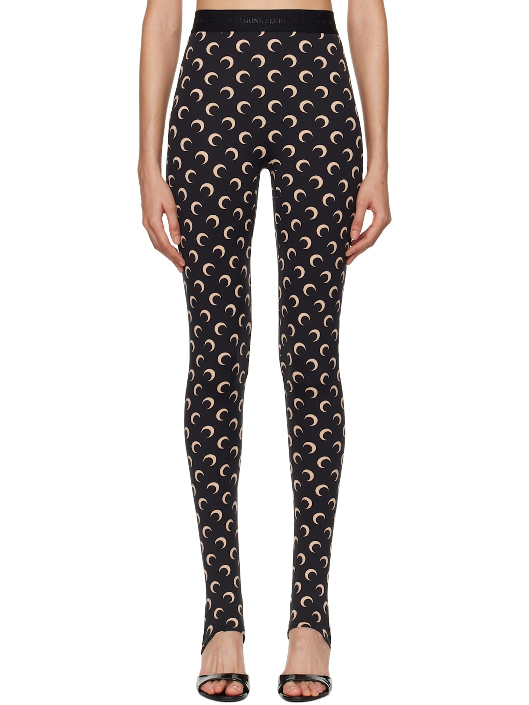 Black Recycled Jersey Moon Stirrup Leggings - 1