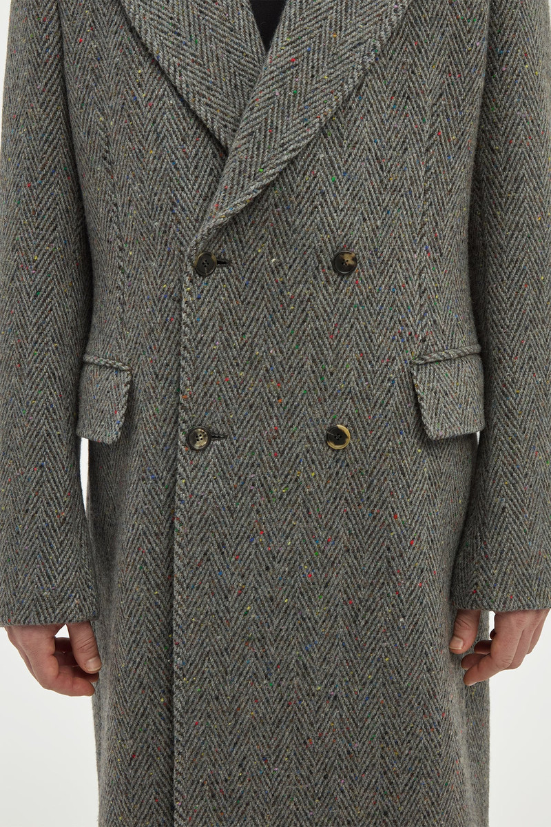 Mcaffrey Coat in Charcoal Multi Cashmere Wool Herringbone 8