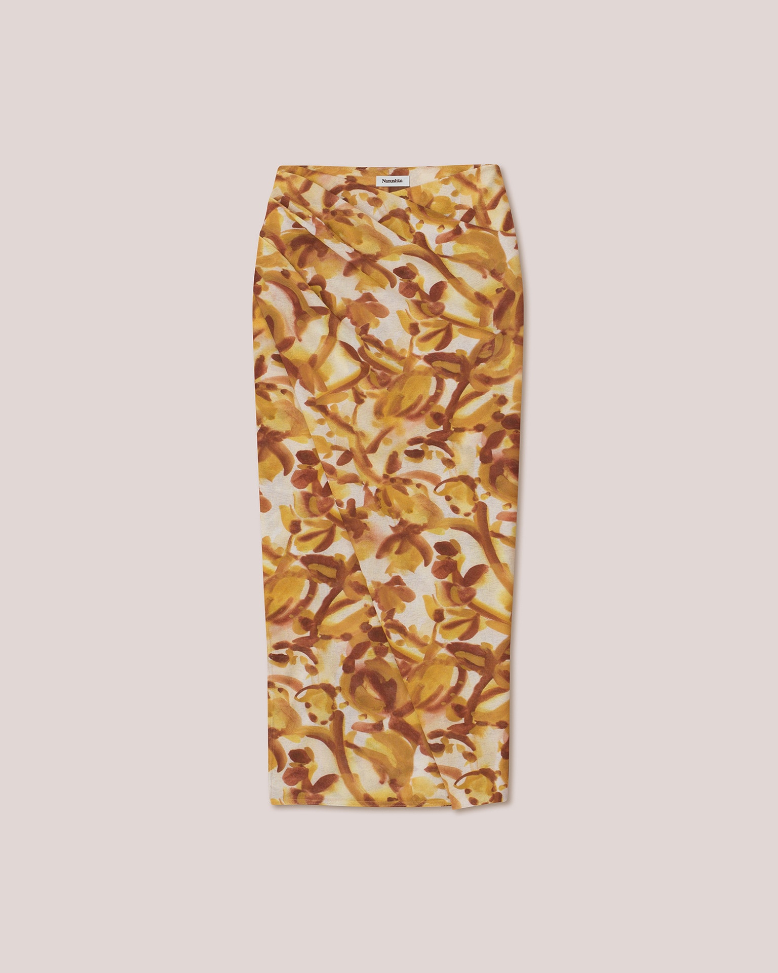 TAINA - Bodycon midi skirt with wrap - Botanic aquarelle - 1