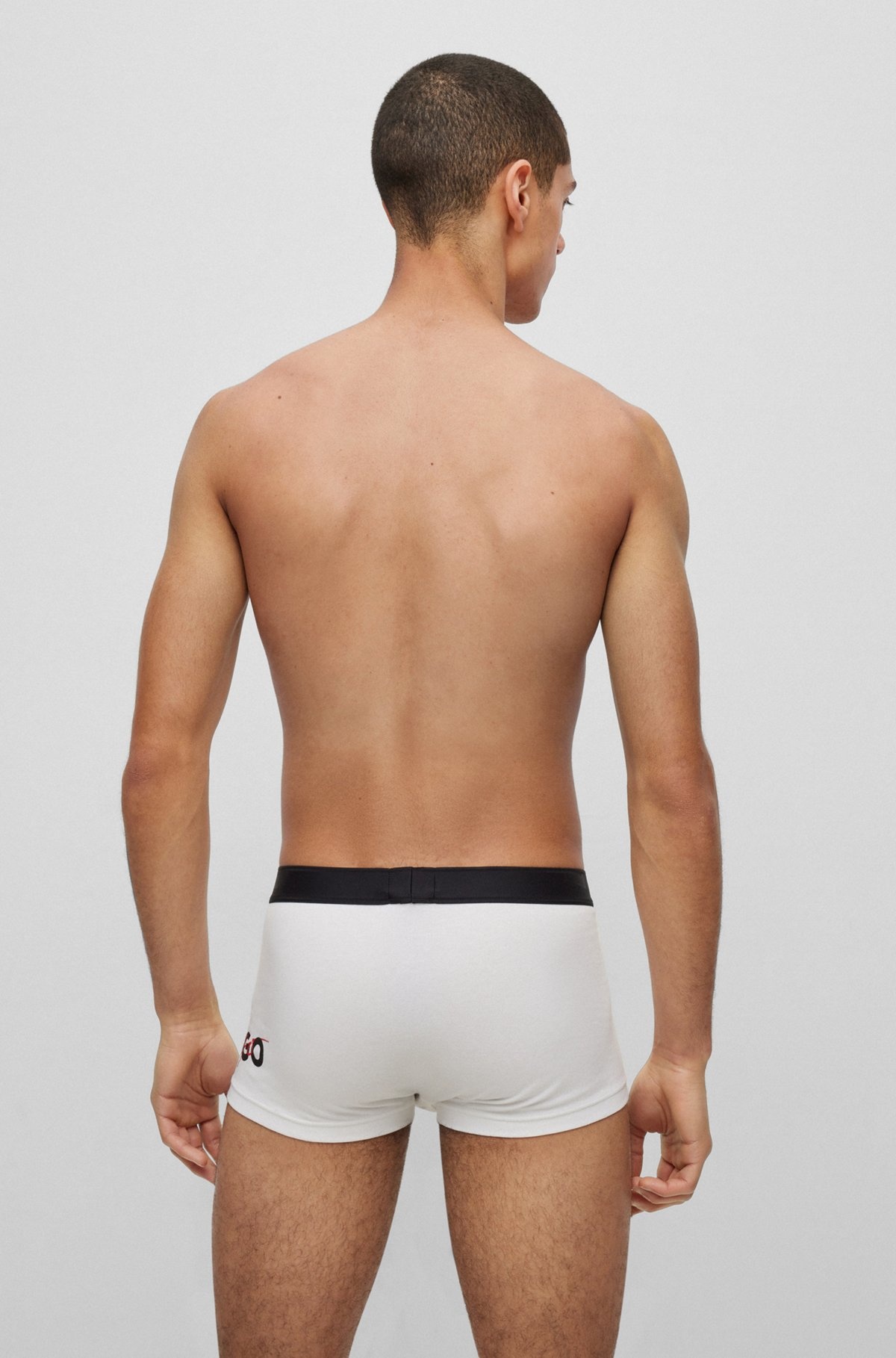 STRETCH-COTTON TRUNKS WITH DOUBLE LOGO WAISTBAND - 3
