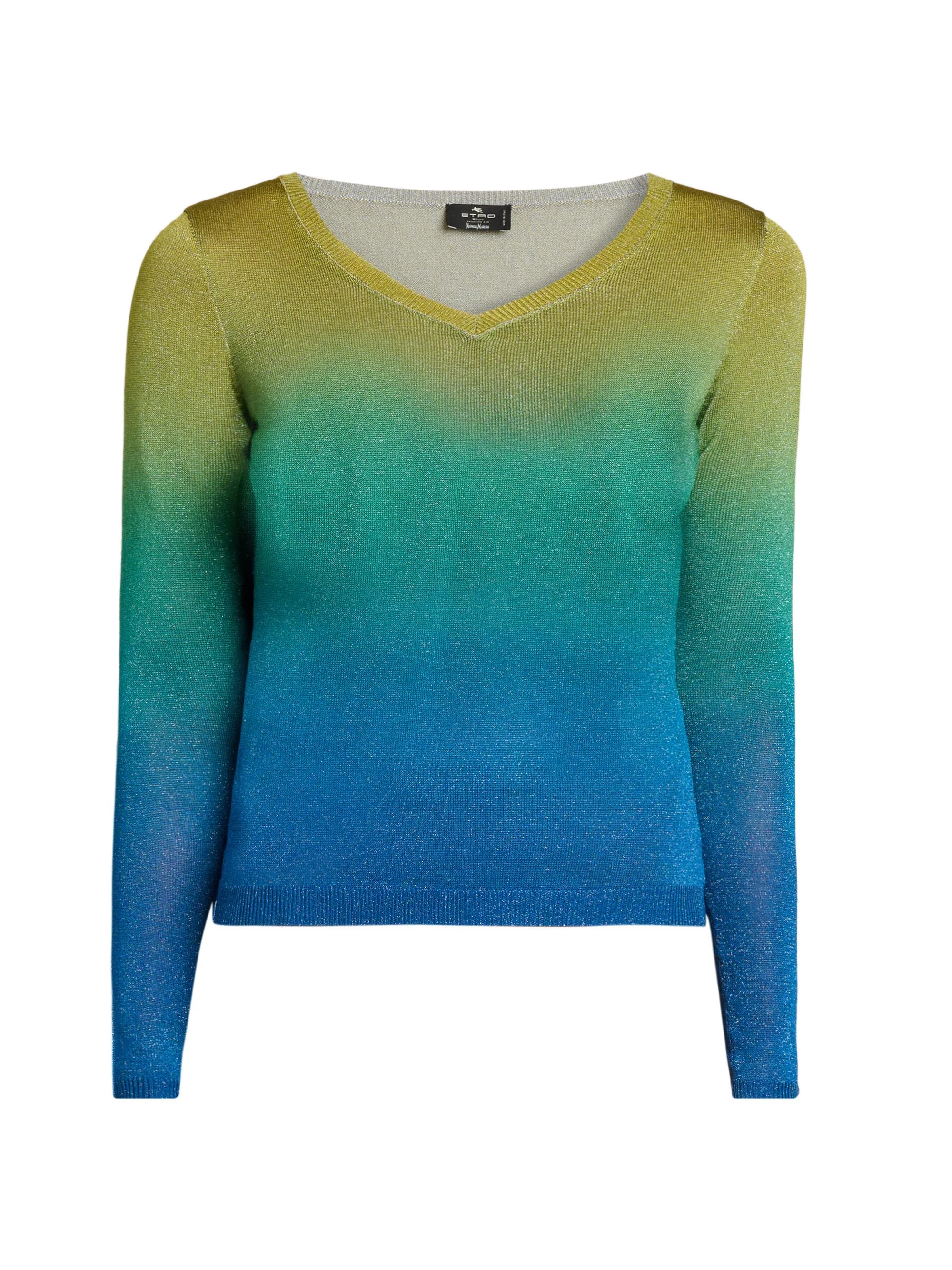 Women's Gradient Metallic Knit Sweater - Multicolor Blue Base - 1
