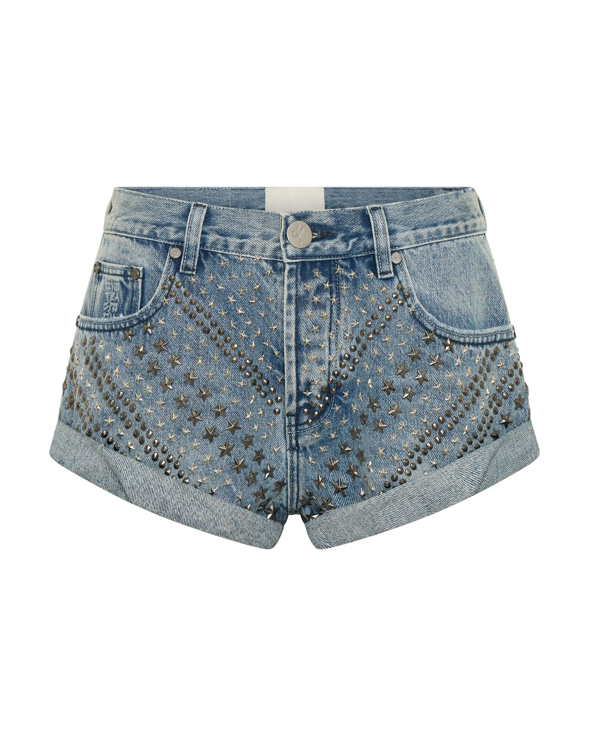25th Anniversary Limited Edition Bandits Low Waist Studded Denim Shorts - Salty Dog - 1