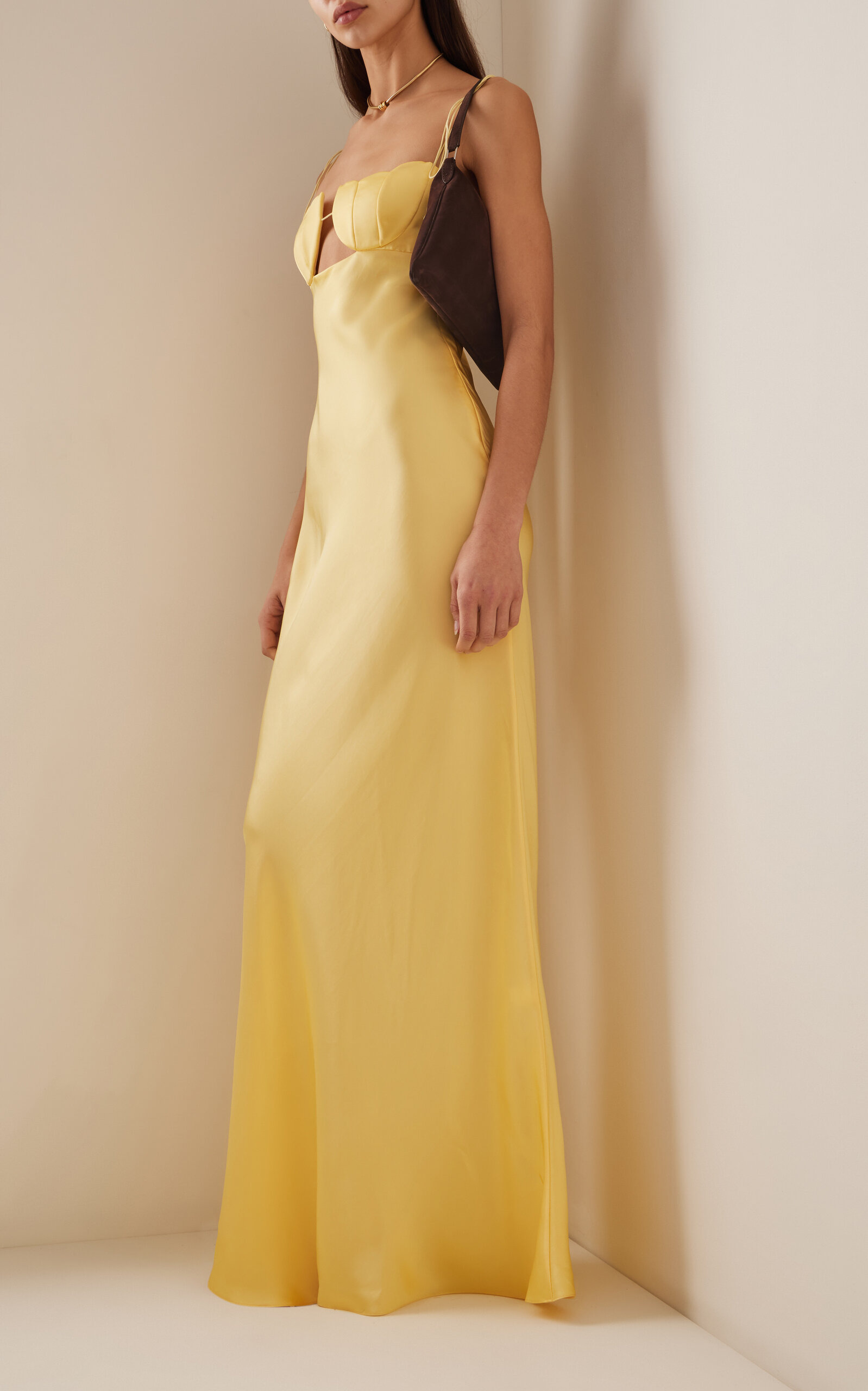 Tulip Satin Maxi Dress yellow - 3