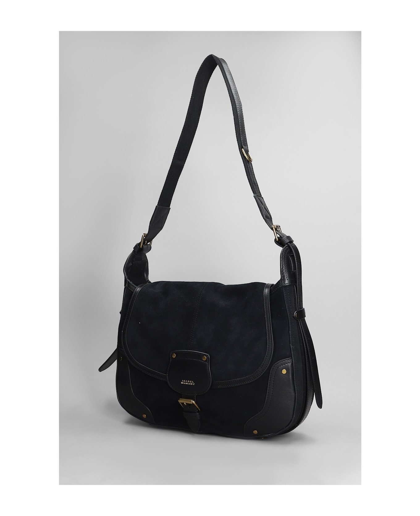 Sierra Shoulder Shoulder Bag In Black Suede - 2