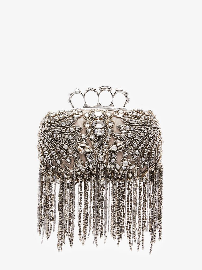 Women's Exploded Victorian Jewel Knuckle Clutch in Silver - 4
