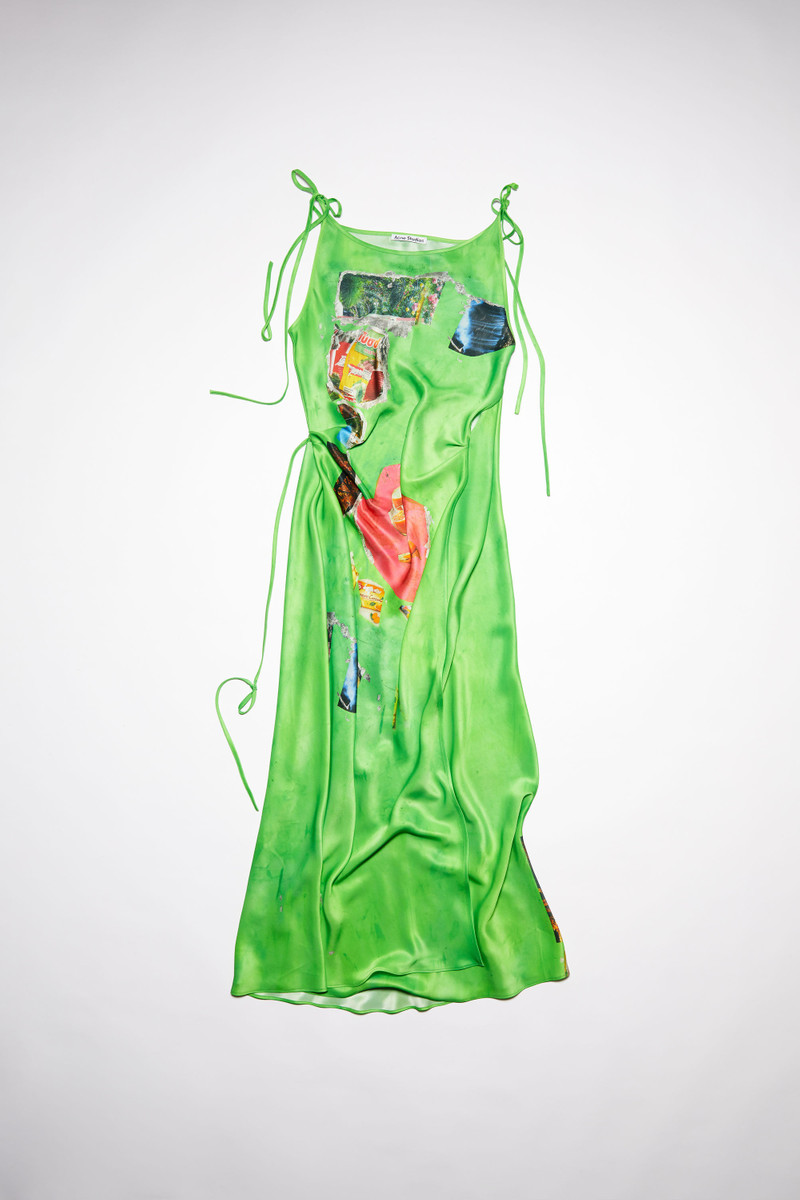 Acne Studios Digital print satin dress - Green/multi - FN-WN-DRES000804 |  REVERSIBLE
