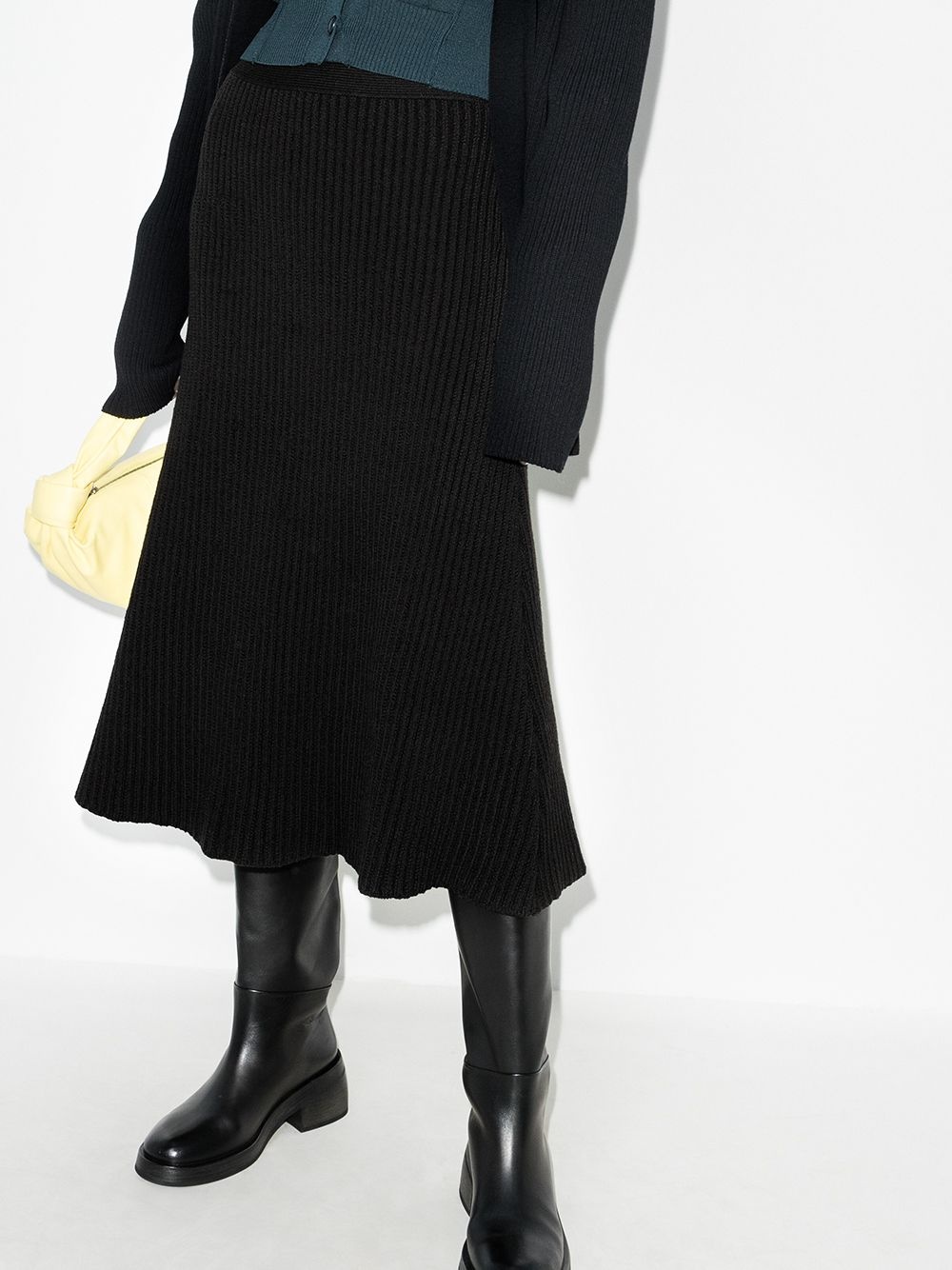 ribbed-knit midi skirt - 3