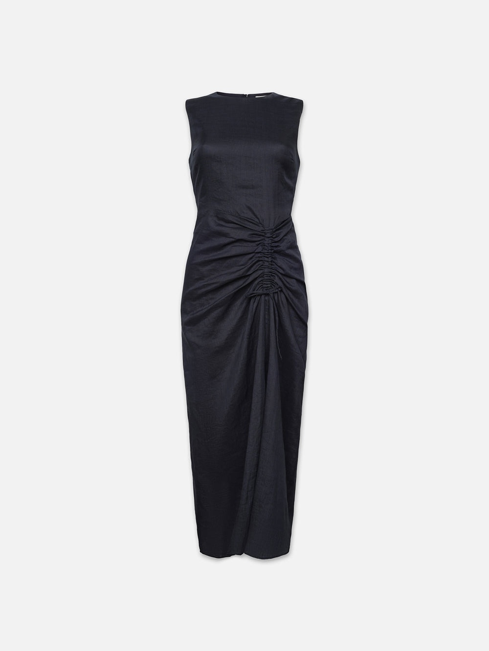 Sleeveless Ruched Front Tie Dress in Navy - 1