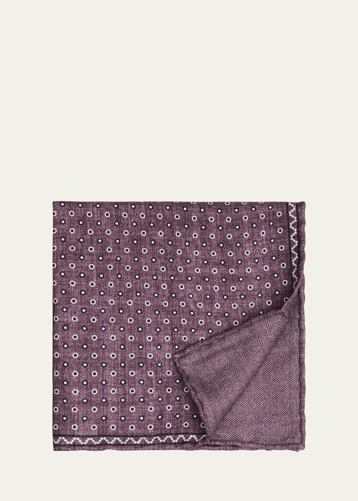 Men's Polka Dot-Print Silk Pocket Square - 1