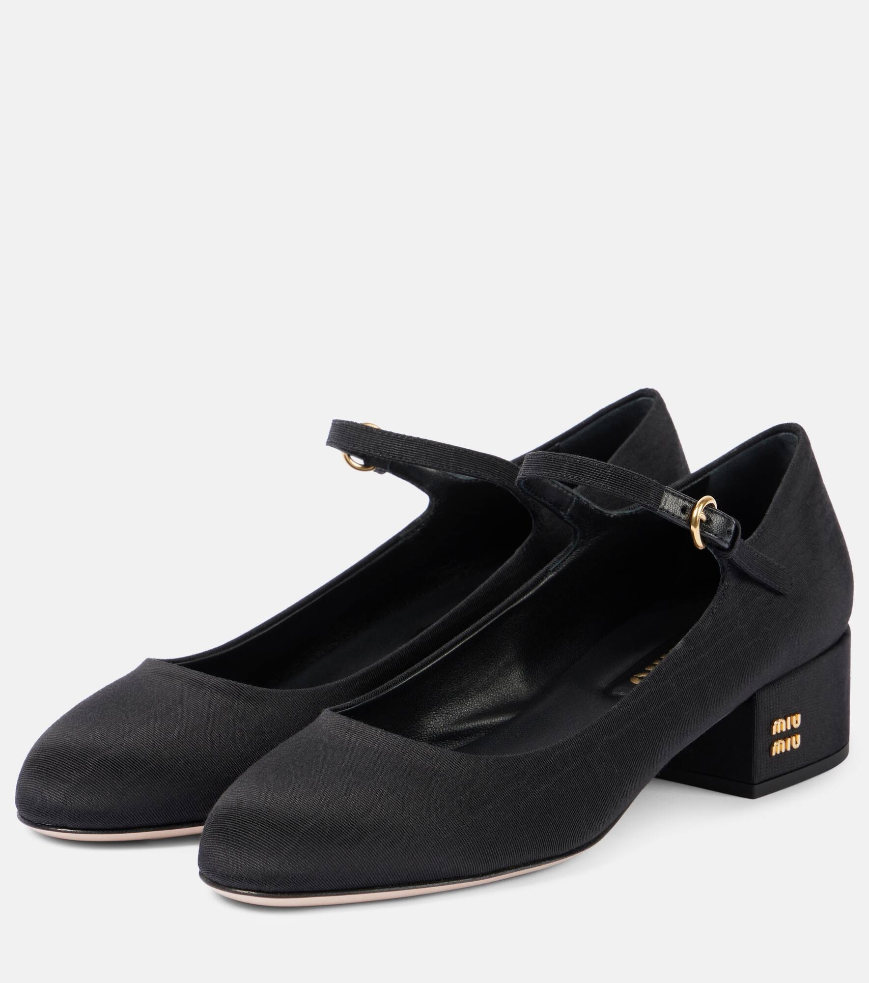Canvas leather-lined Mary Jane pumps - 5