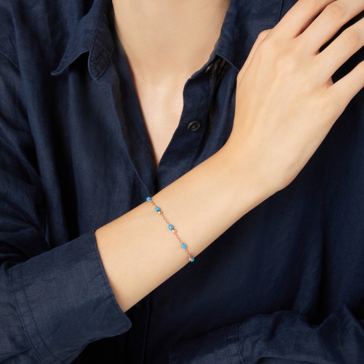 Rose Gold & Ceramic Mini Granelli Bracelet - 3