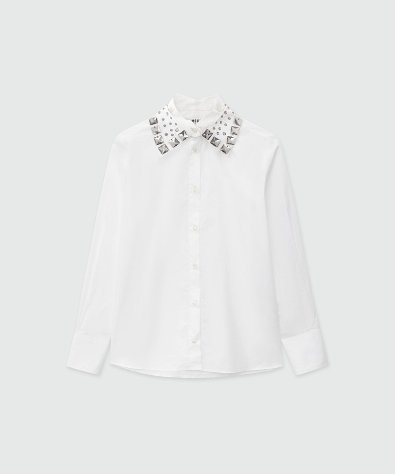 Poplin shirt with removable collar 1