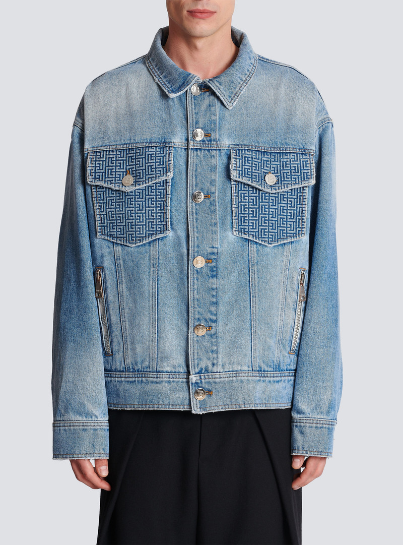 Denim jacket with Balmain logo 5