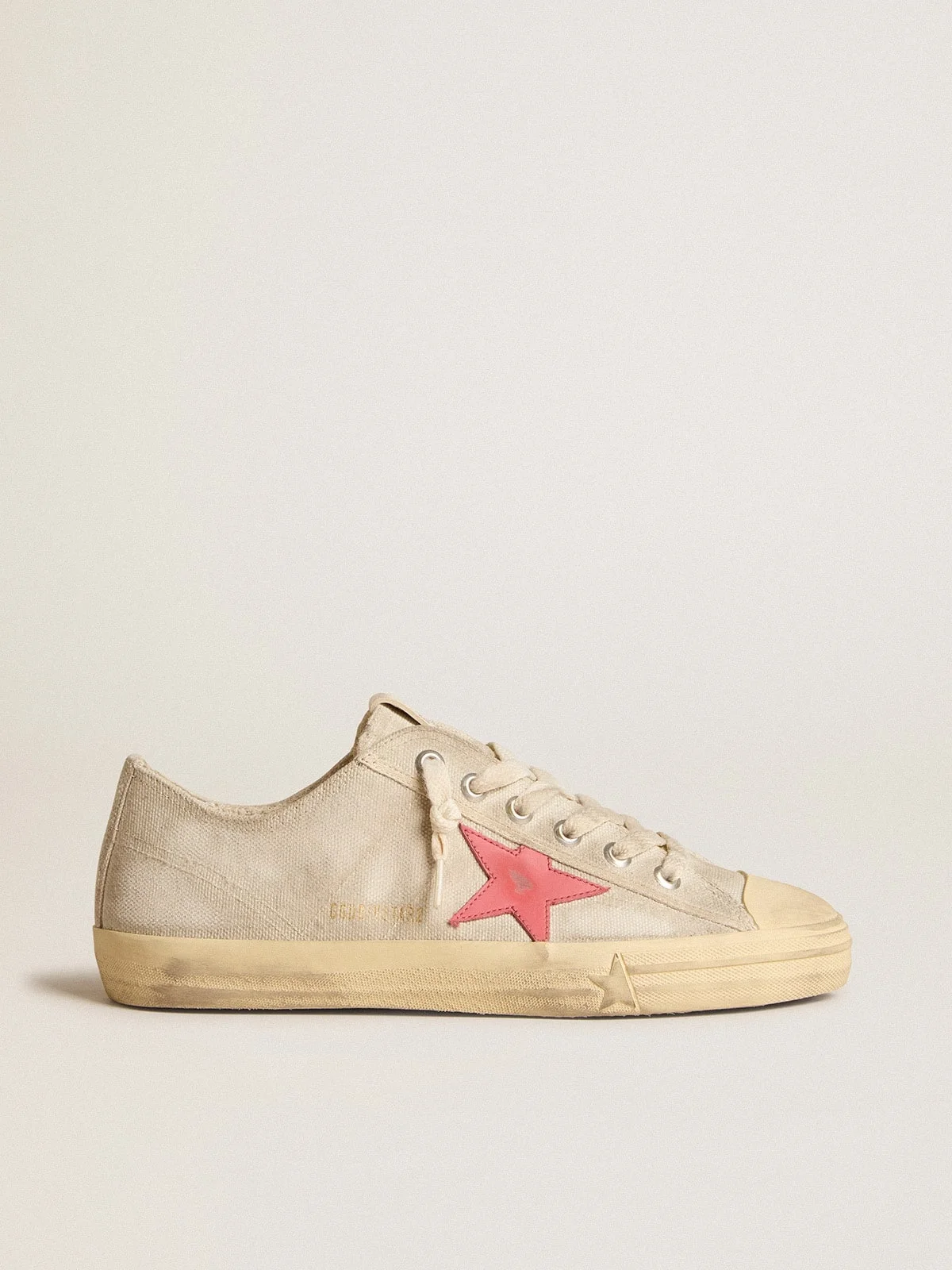 Men's V-Star in light gray canvas with a red leather star - 1