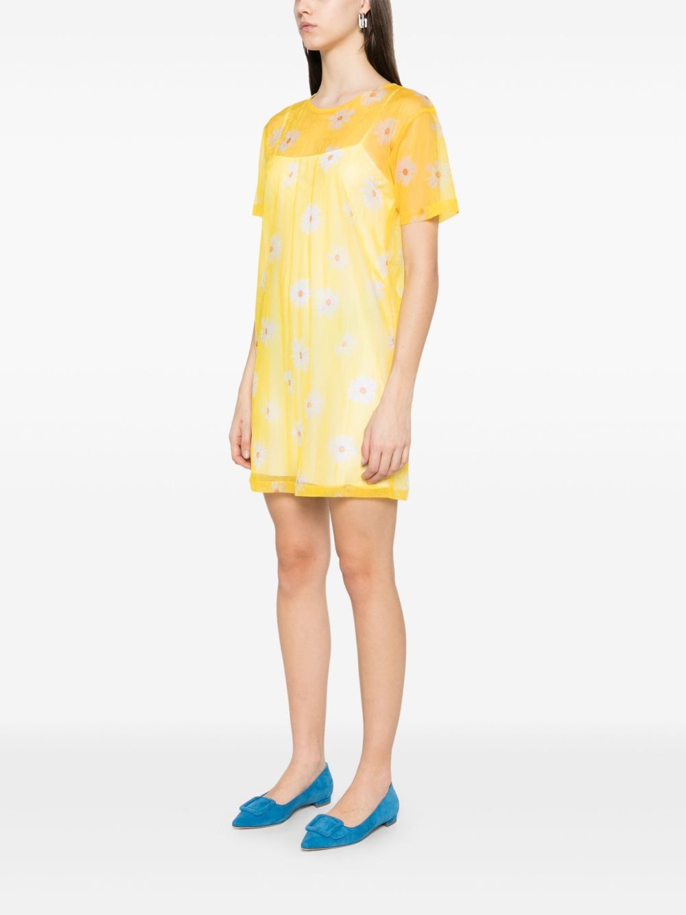 daisy-print mini dress - 3