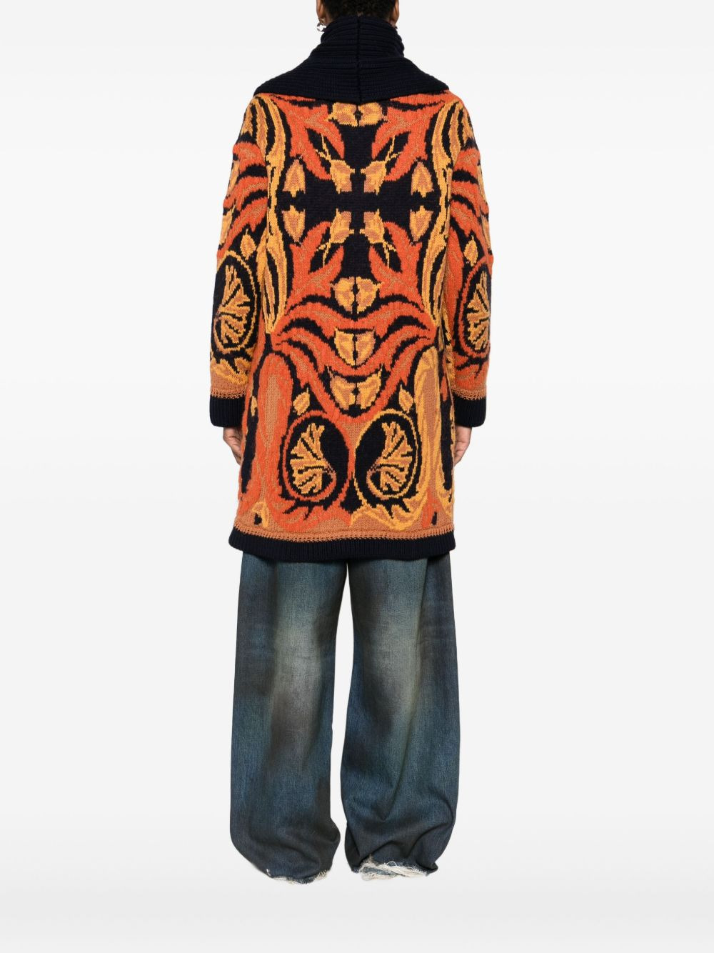 floral-pattern shawl-collar cardigan - 4