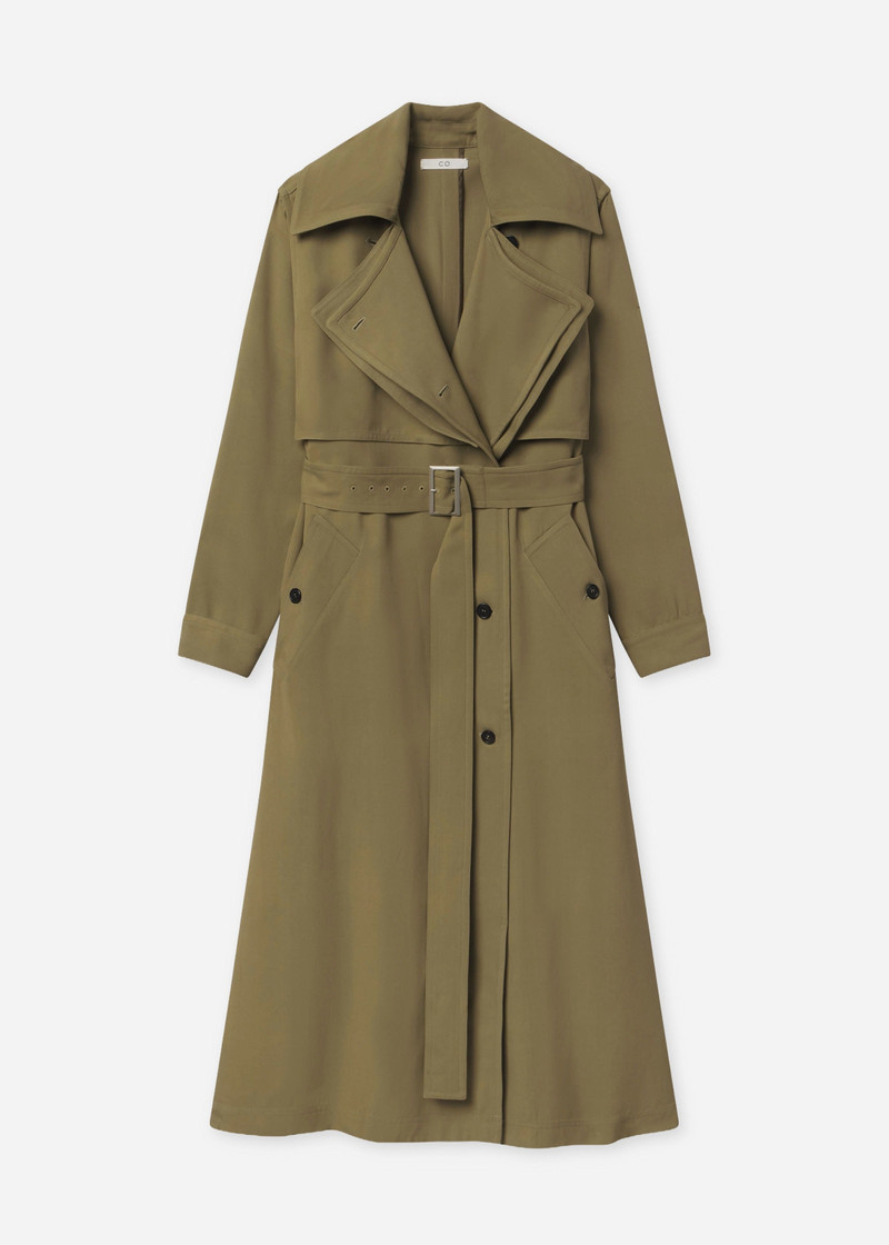 Double Layer Belted Trench in Viscose Twill 1
