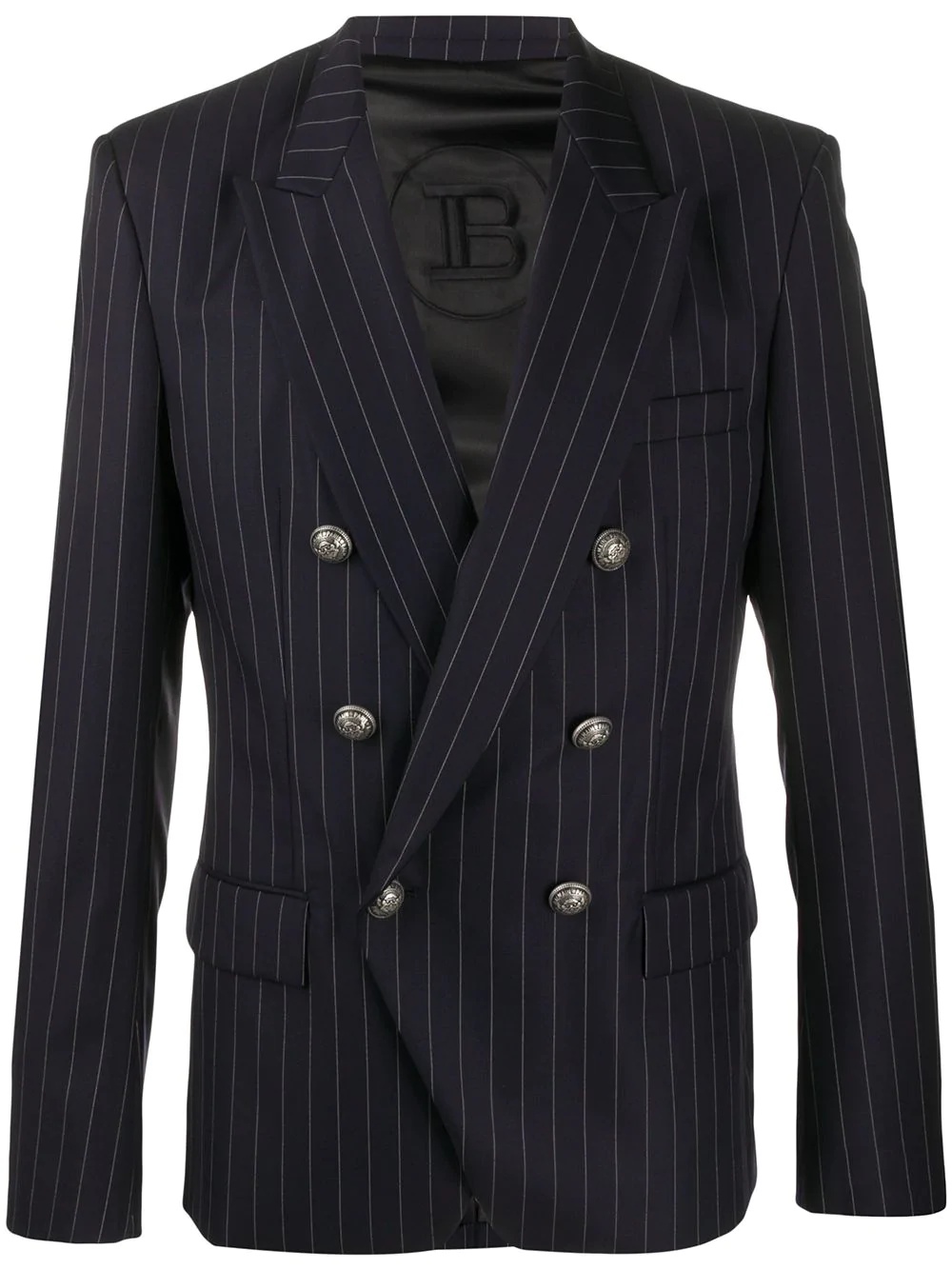 double-breasted pinstripe blazer - 1