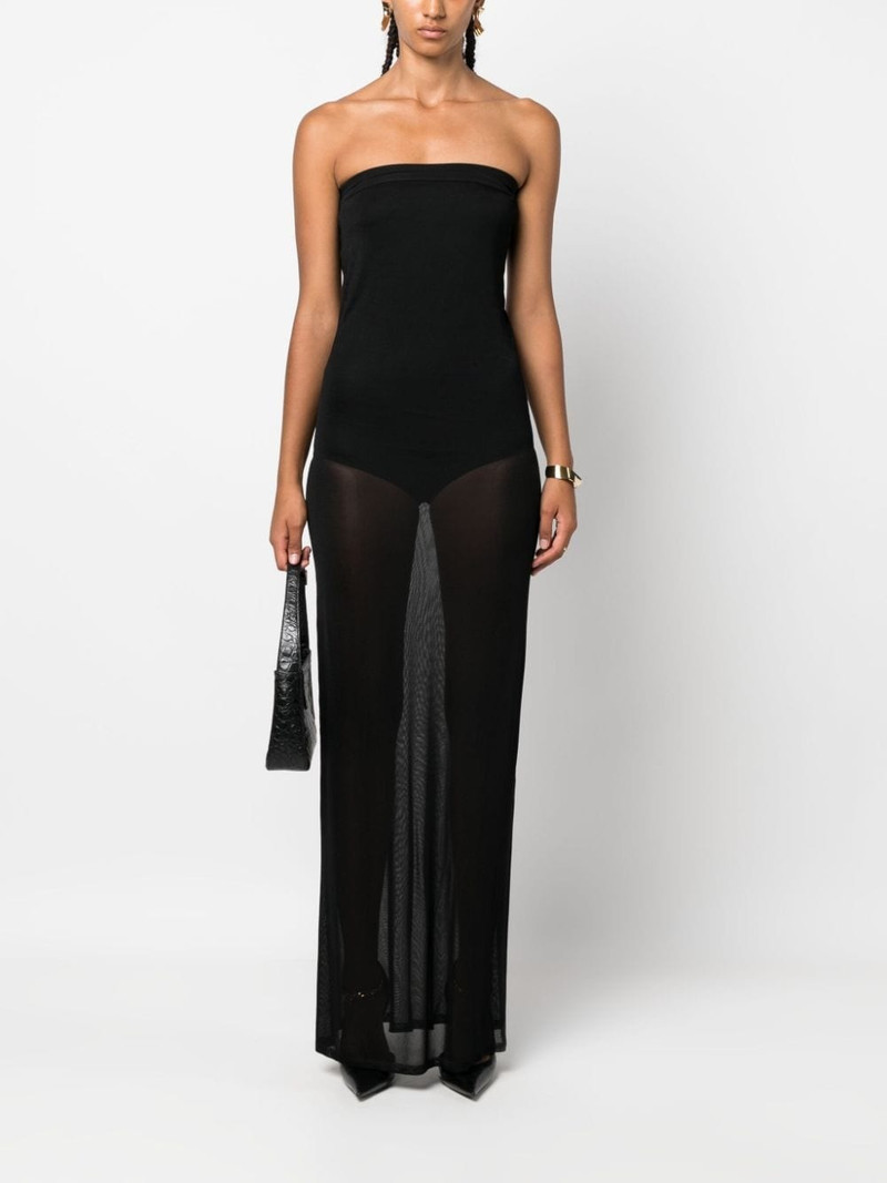 SAINT LAURENT semi-sheer strapless dress outlook