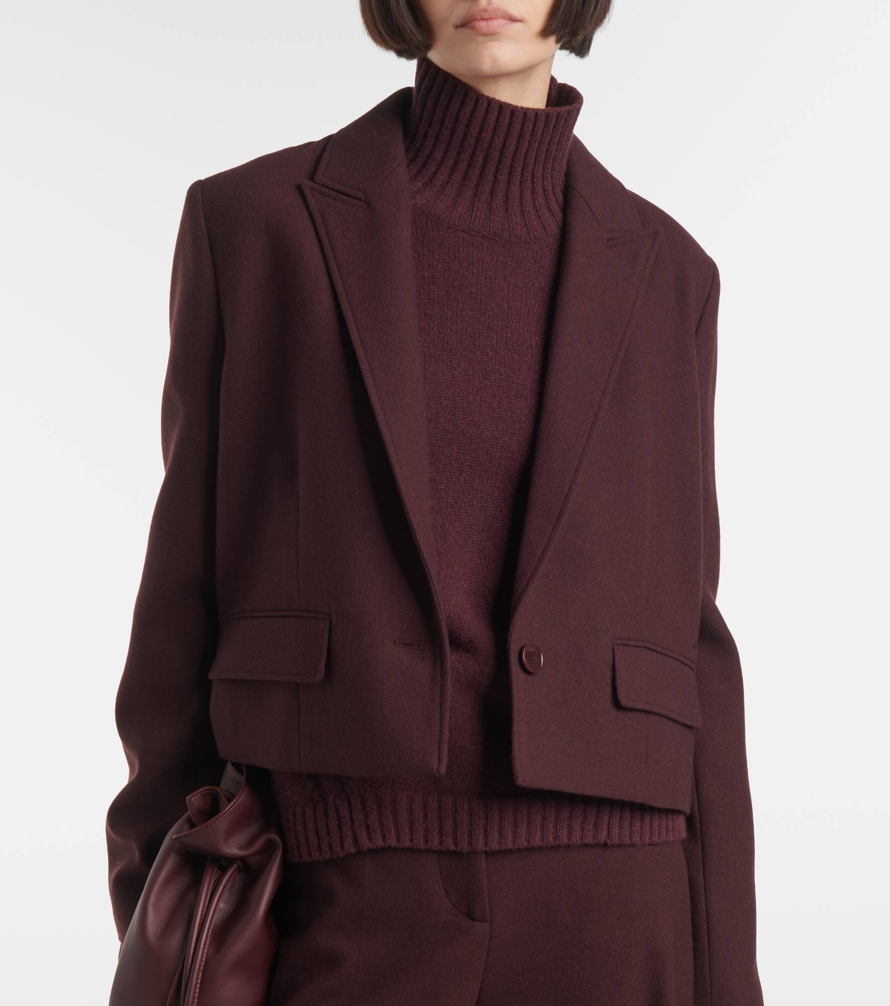 Cropped single-breasted wool jacket - 7