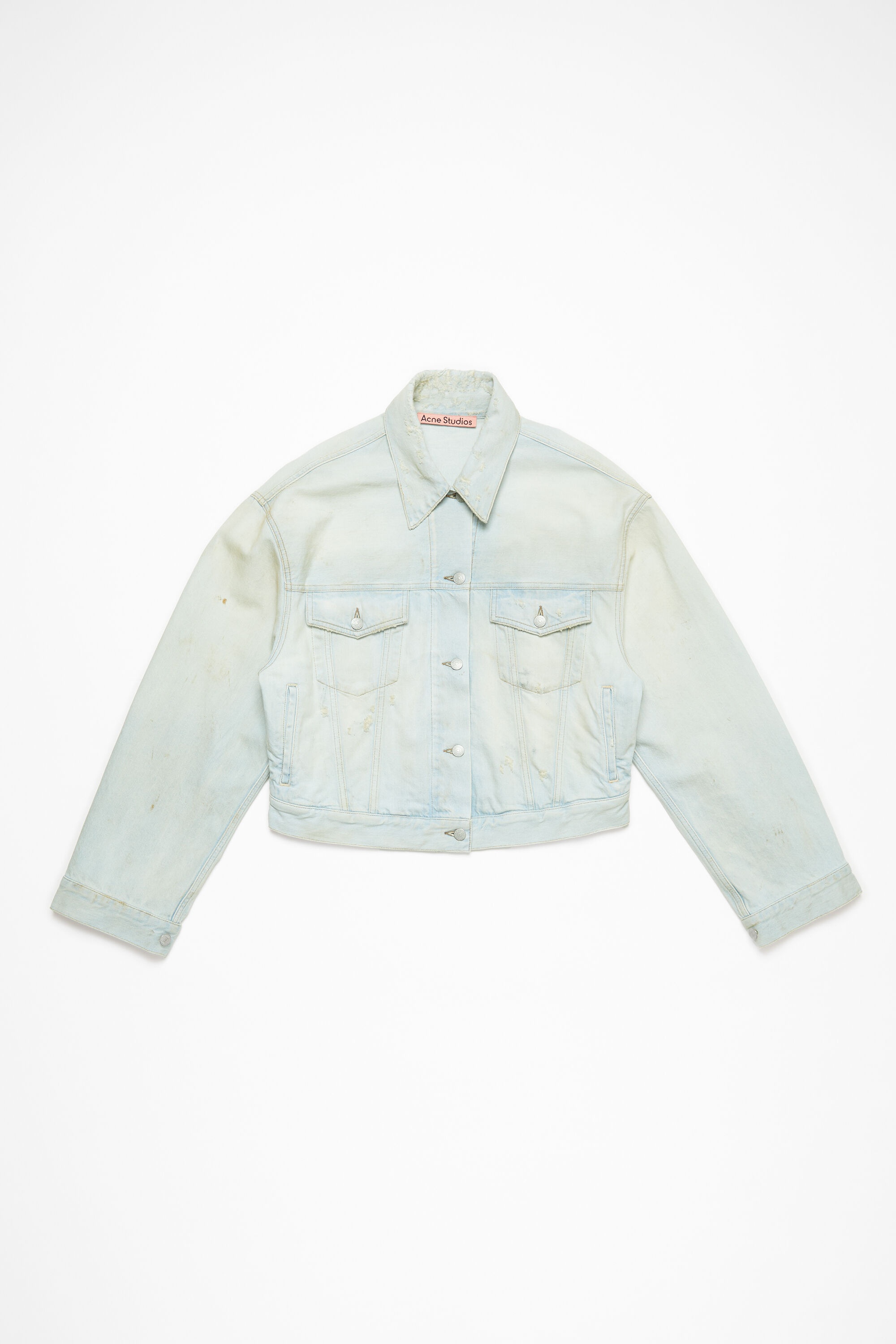 Denim jacket - Relaxed cropped fit - Light blue/white - 1
