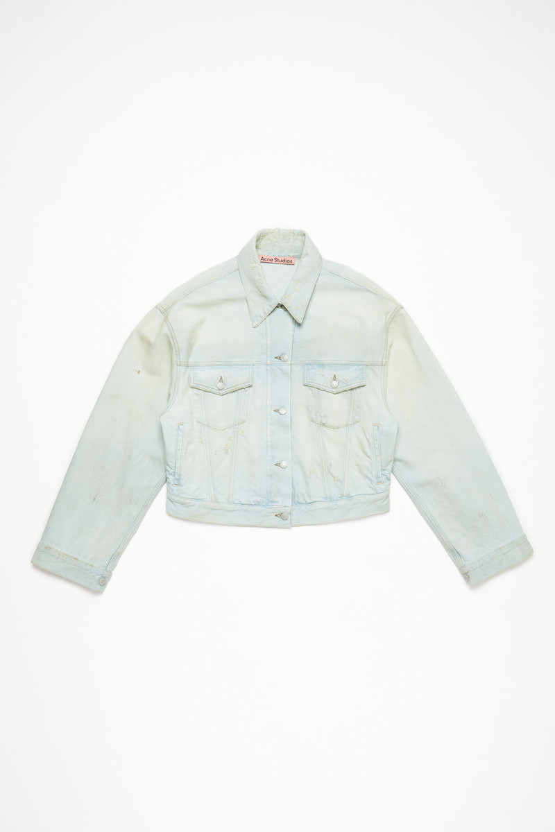 Denim jacket - Relaxed cropped fit - Light blue/white 6