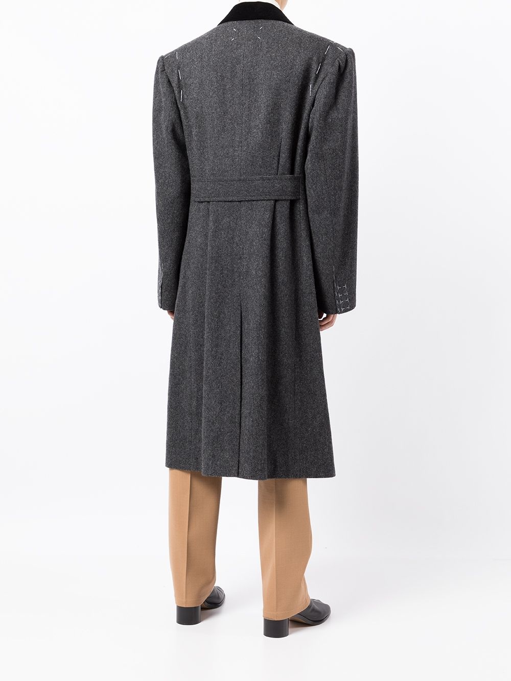 contrast stitching midi coat - 4