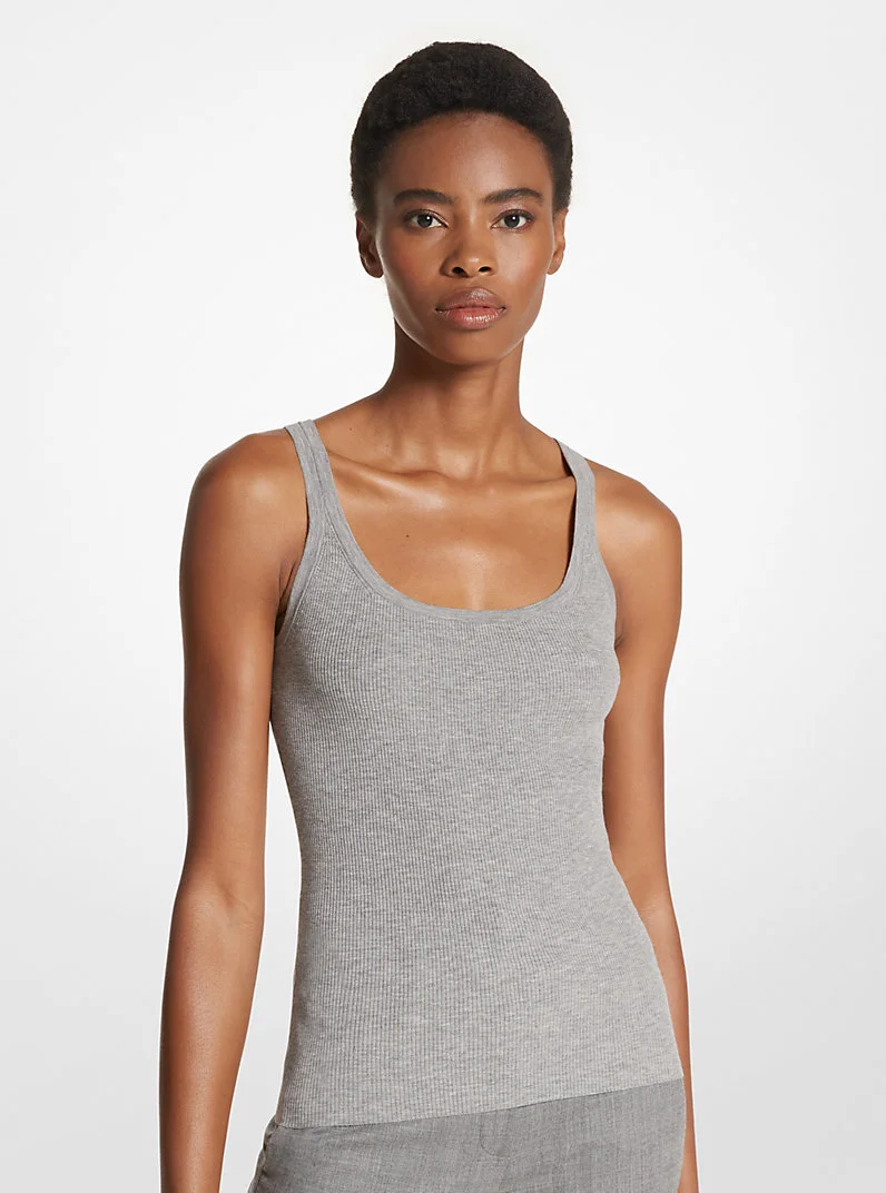 Ribbed Stretch Viscose Tank Top - 1