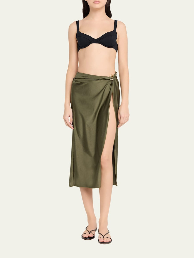 SIMKHAI Kora Satin Wrap Midi Skirt outlook
