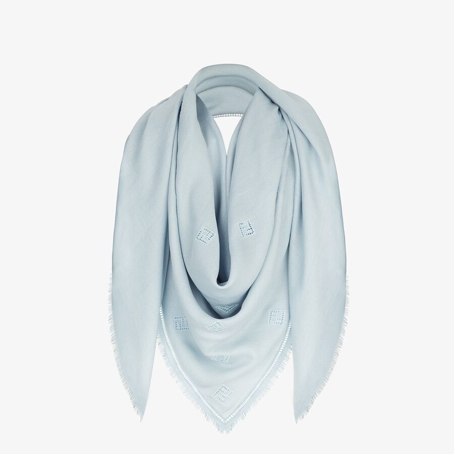 Light blue silk and wool shawl - 2