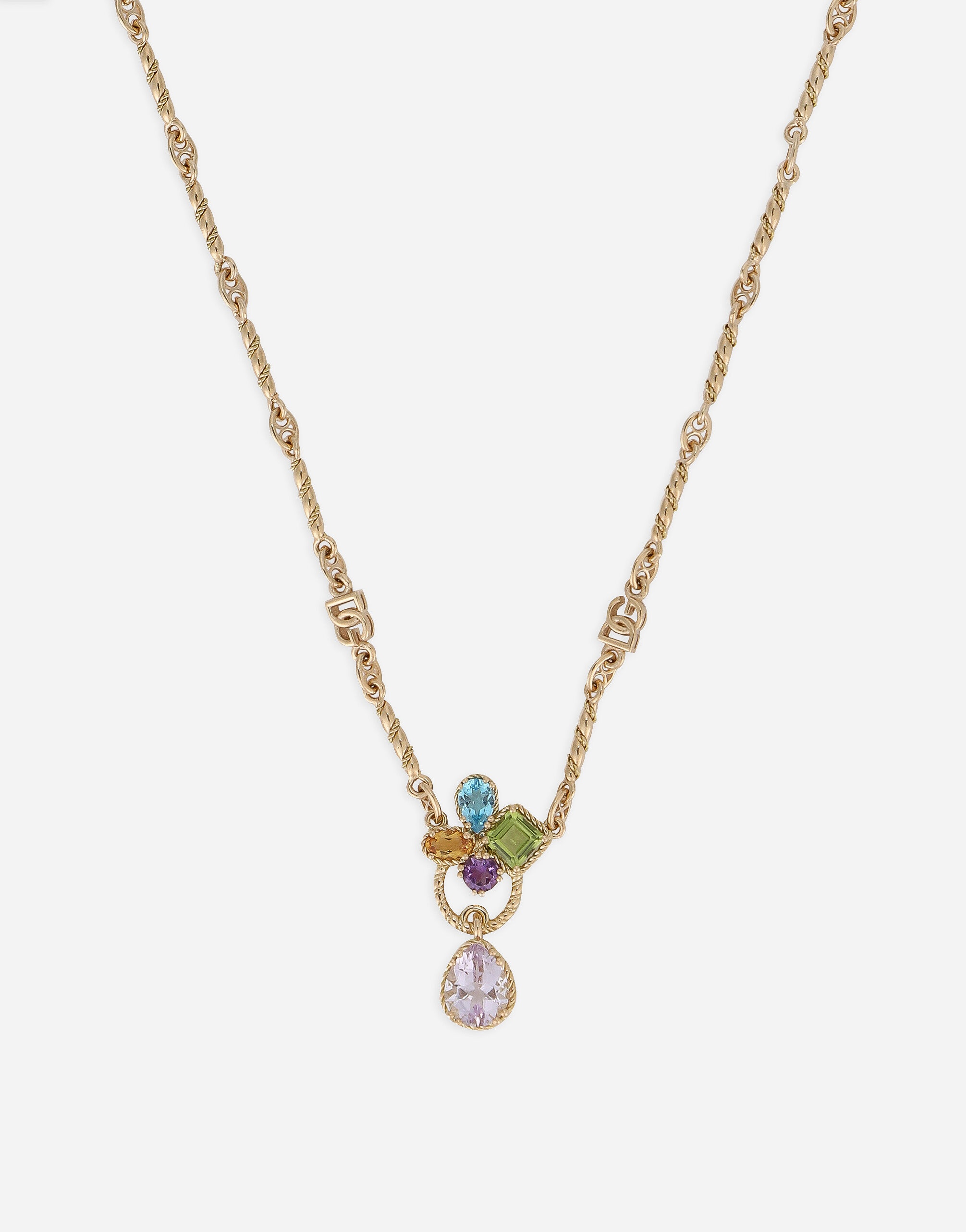 18 kt yellow gold rainbow pendant  with multicolor fine gemstones - 3