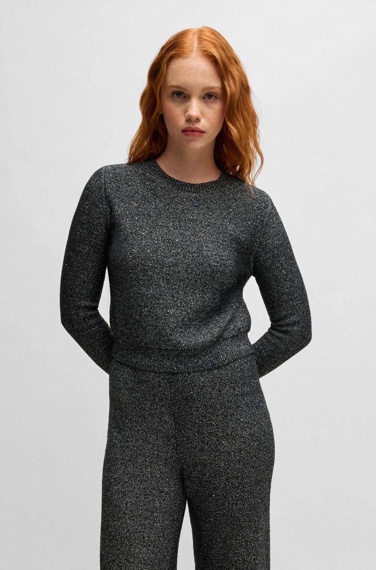CROPPED SLIM-FIT SWEATER WITH SEQUIN EMBELLISHMENT - 2