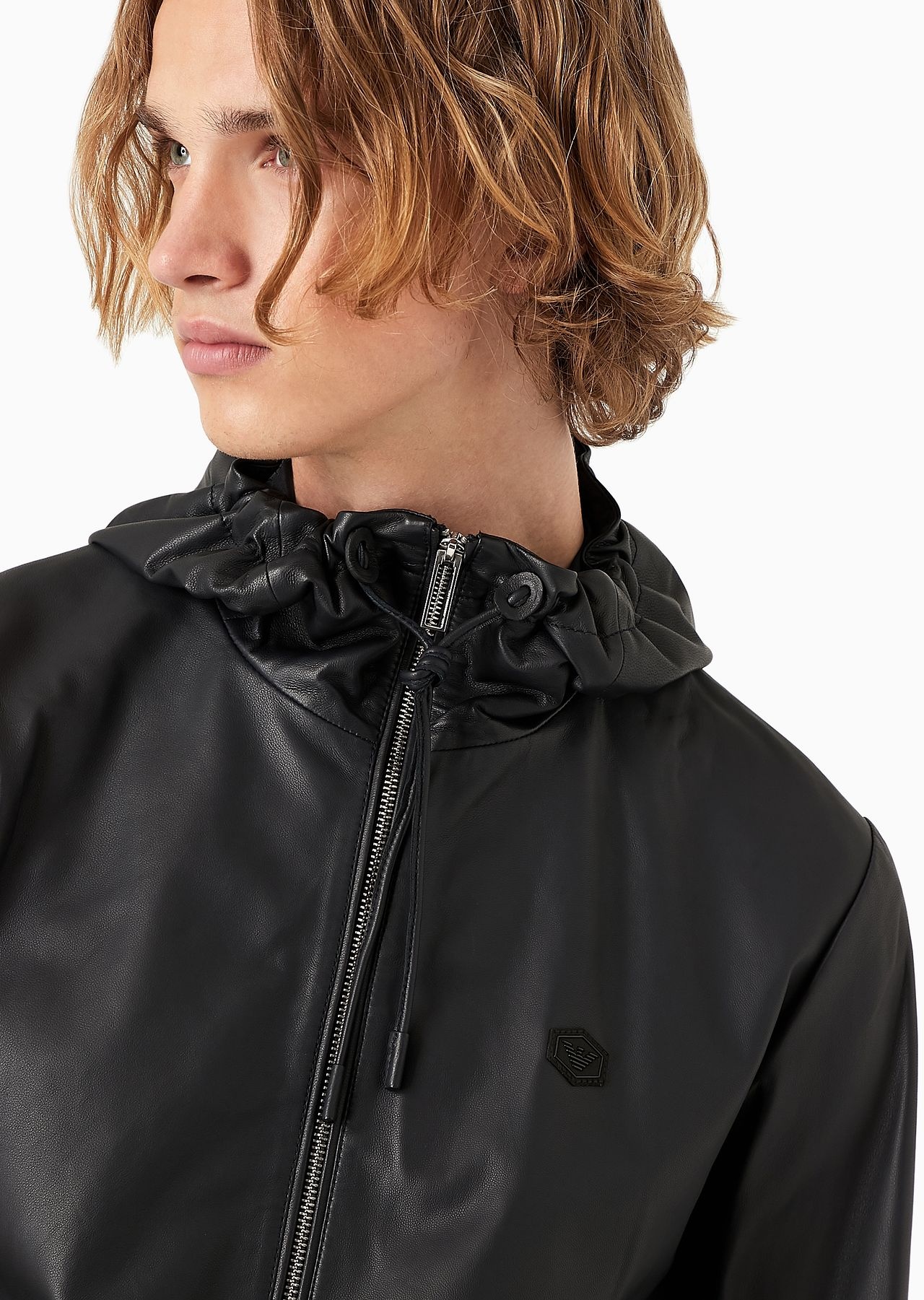 Hooded, semi-aniline nappa lambskin blouson with full-length zip - 6