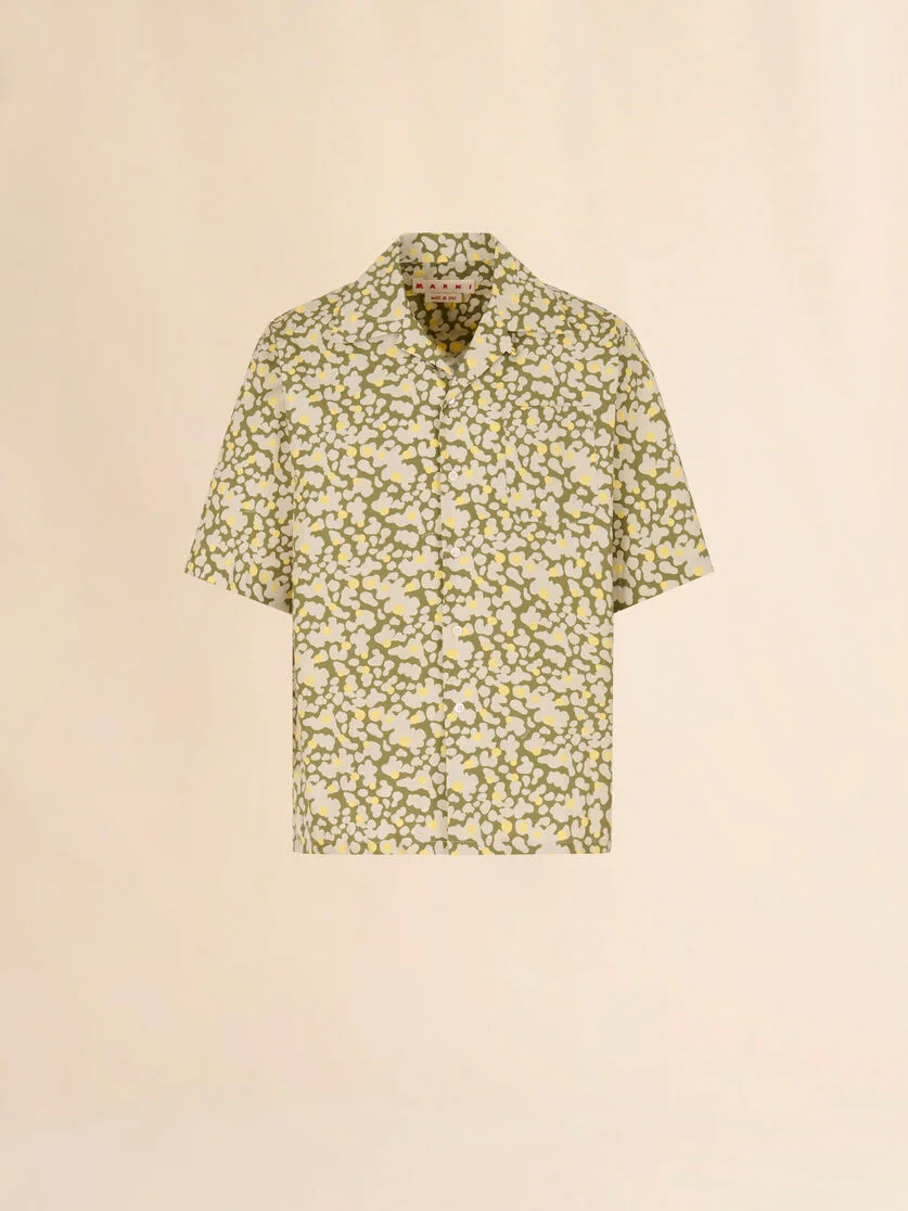GREEN POPLIN BOWLING SHIRT WITH VIBRATIONS PRINT - 1