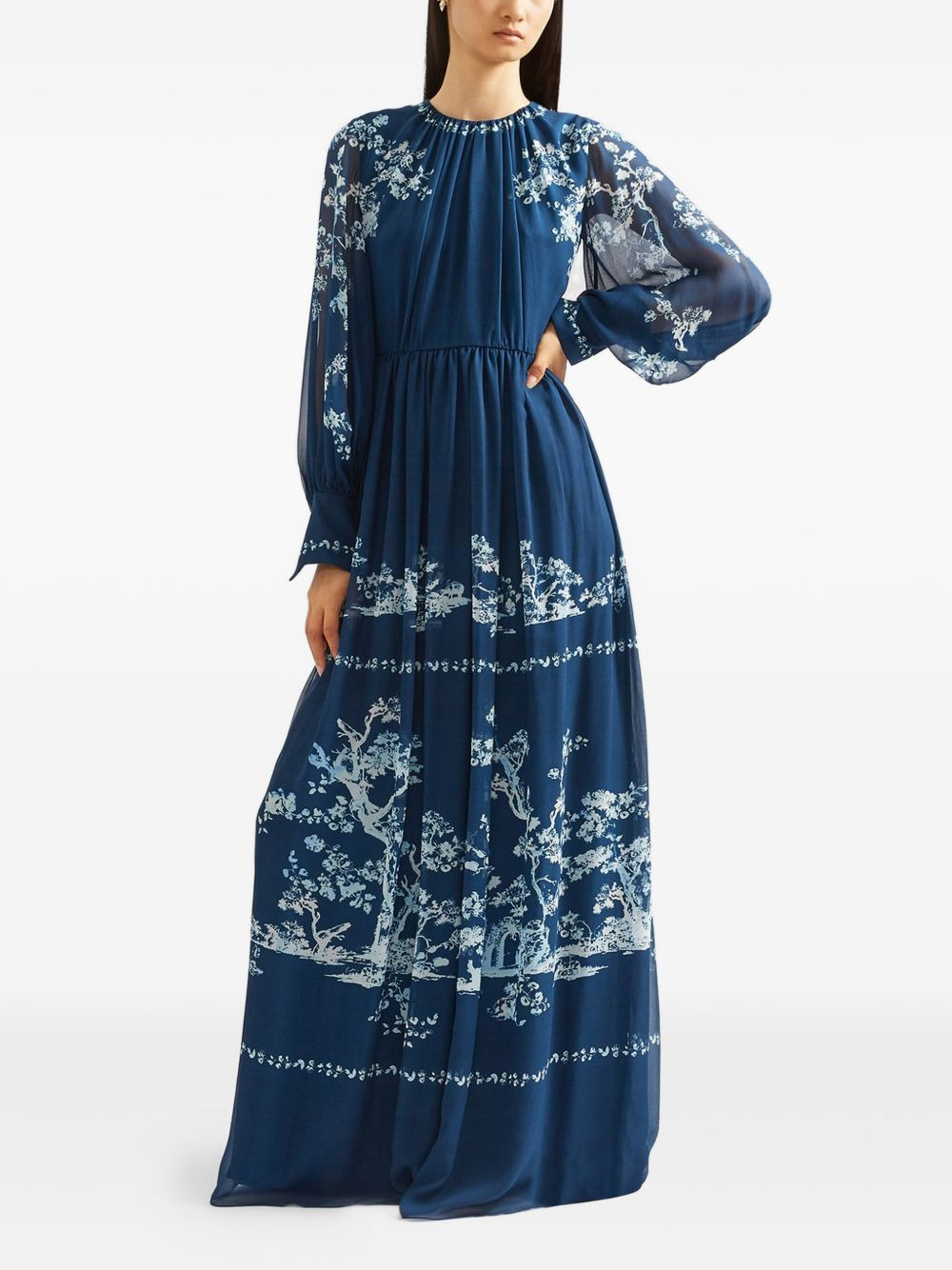 long-sleeve print gown - 5