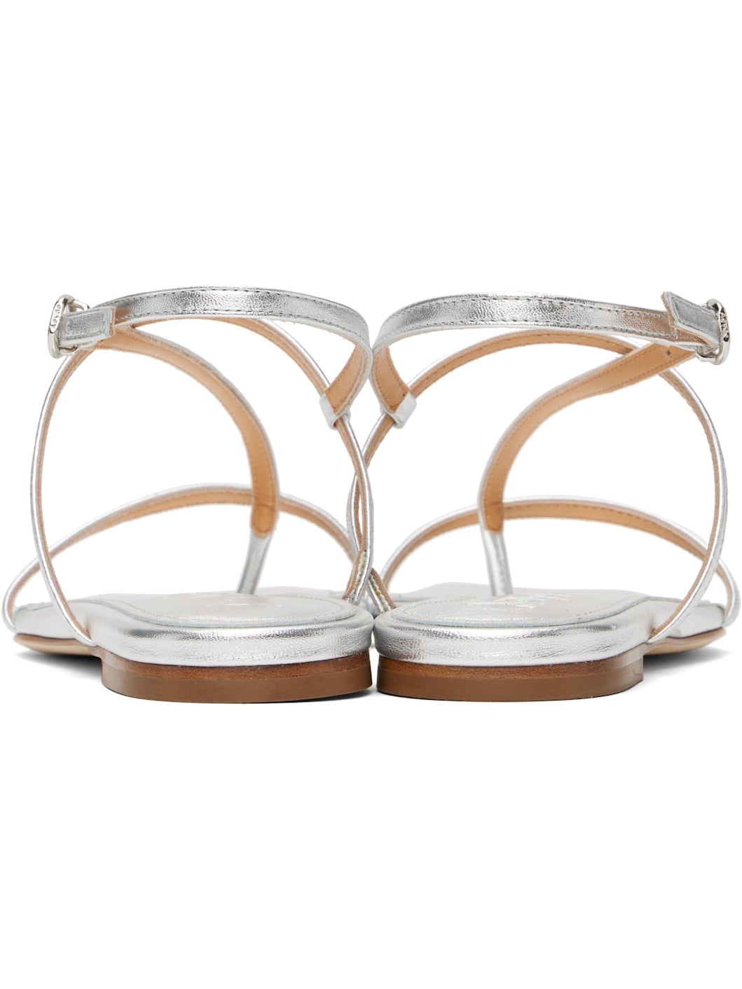 Silver Ella Leather Toe-Post Sandals - 2