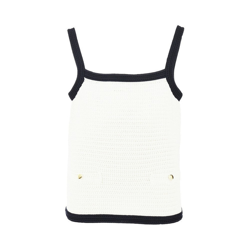 White Stretch Crochet Tank Top Whitenavy Maglie - 1