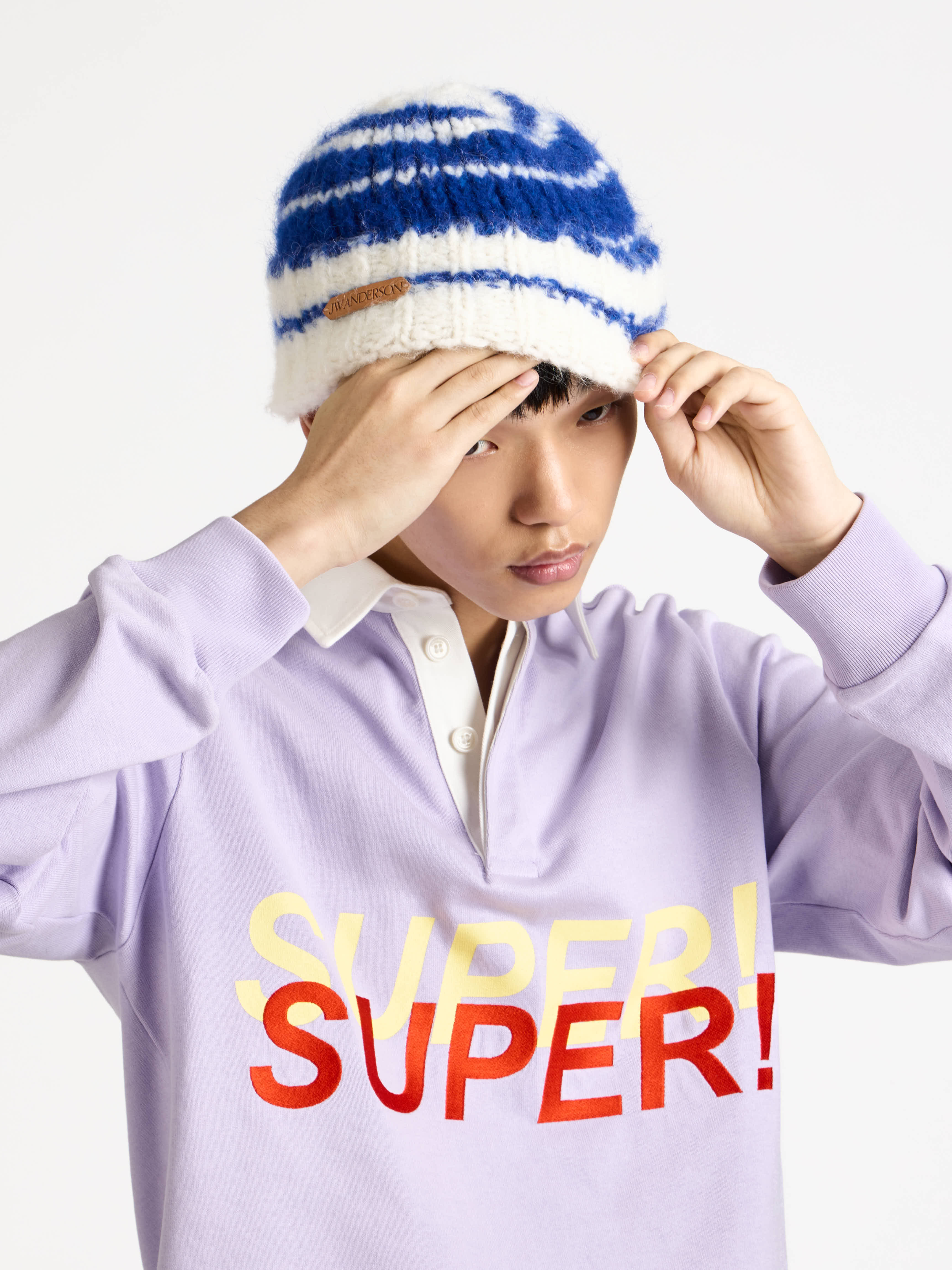 STRIPED BEANIE HAT IN ROYAL BLUE - 4