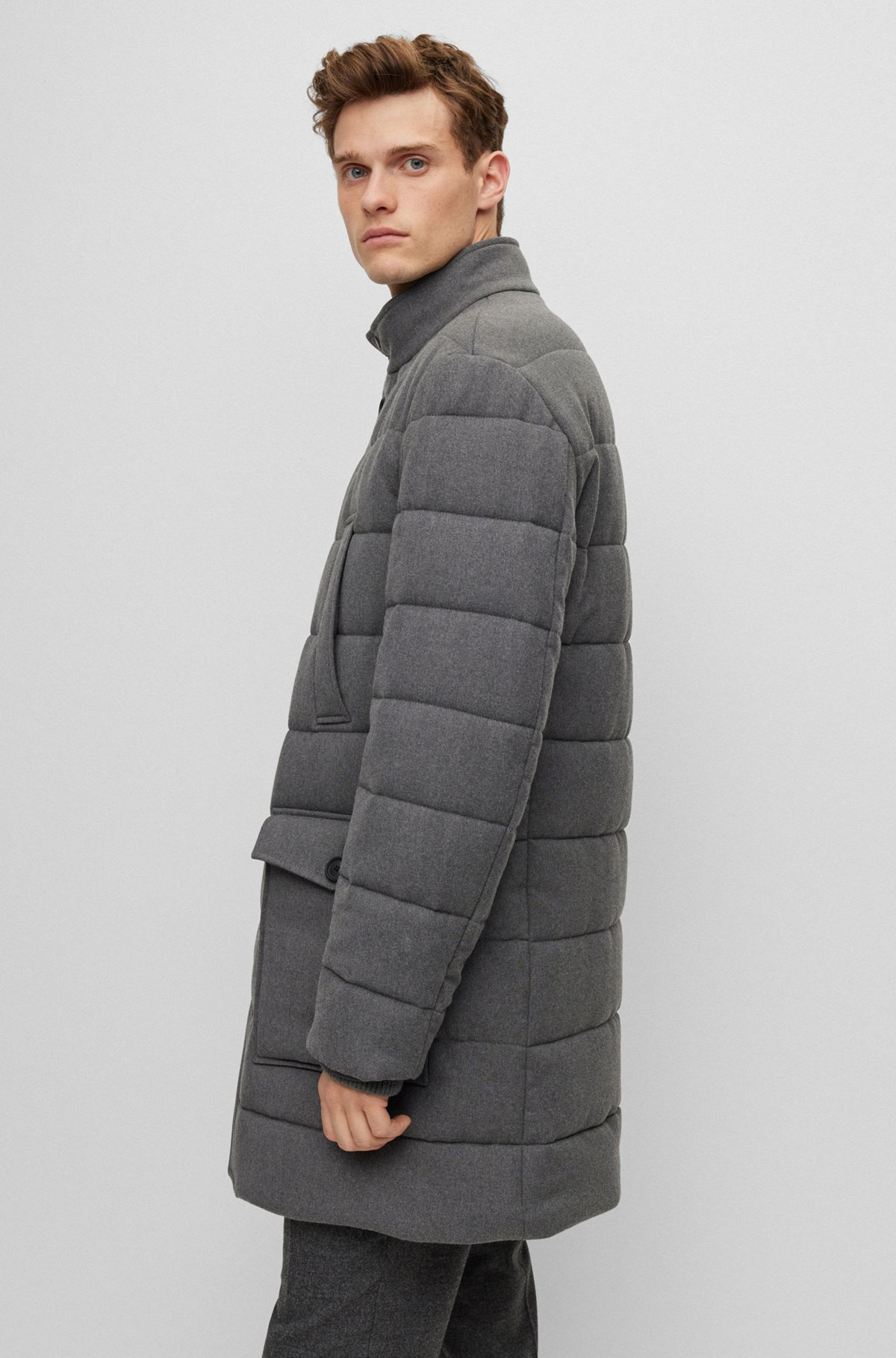 REGULAR-FIT PADDED COAT IN A STRETCH WOOL BLEND - 6