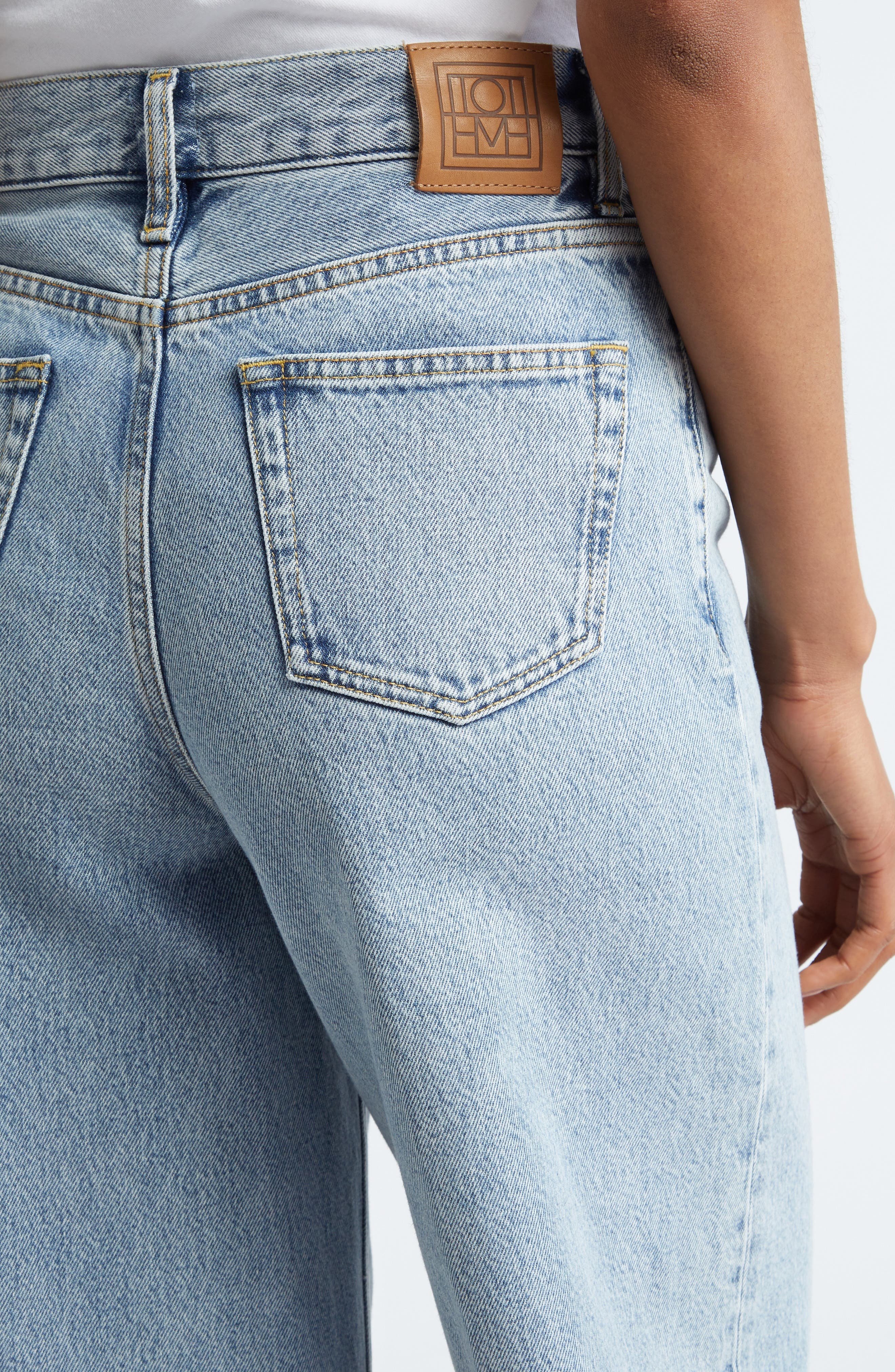 TOTEME Wide Leg Organic Cotton Jeans in Cool Blue at Nordstrom - 5