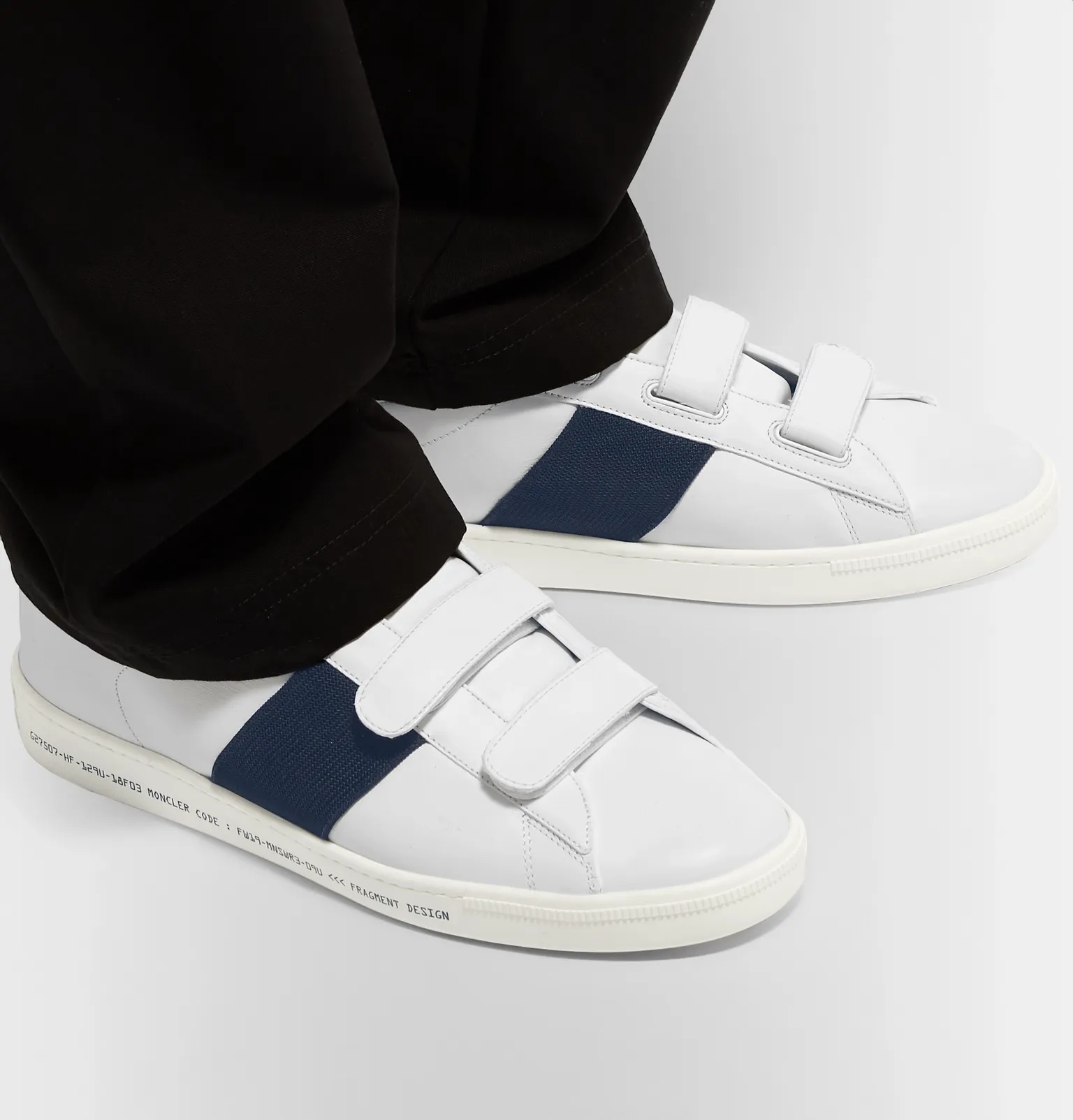 7 Moncler Fragment Webbing-Trimmed Leather Sneakers - 5