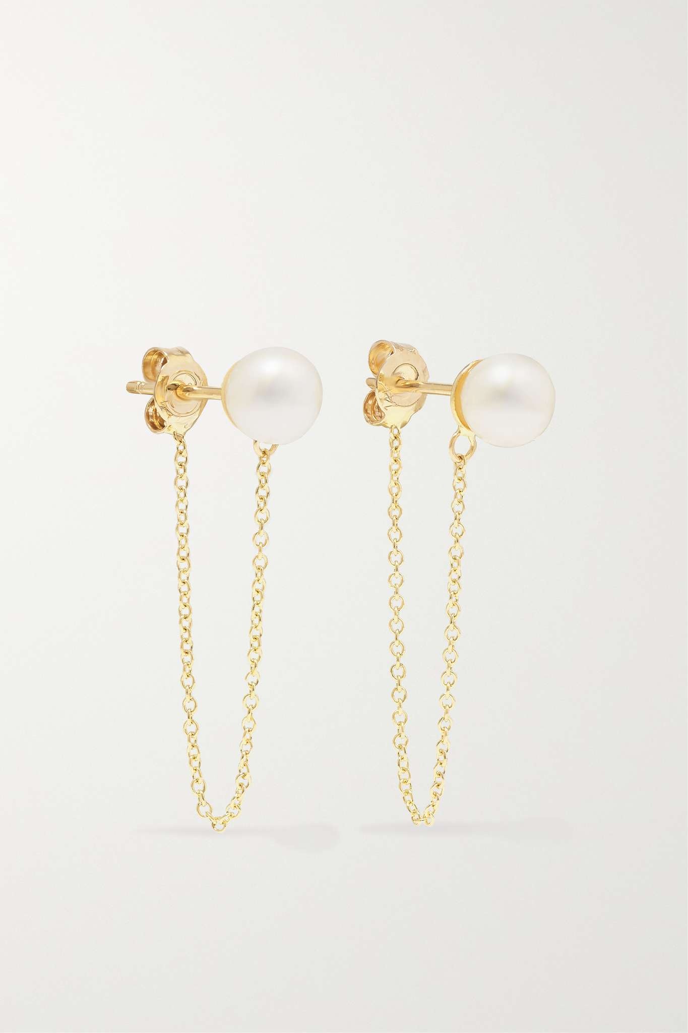 14-karat gold pearl earrings - 1