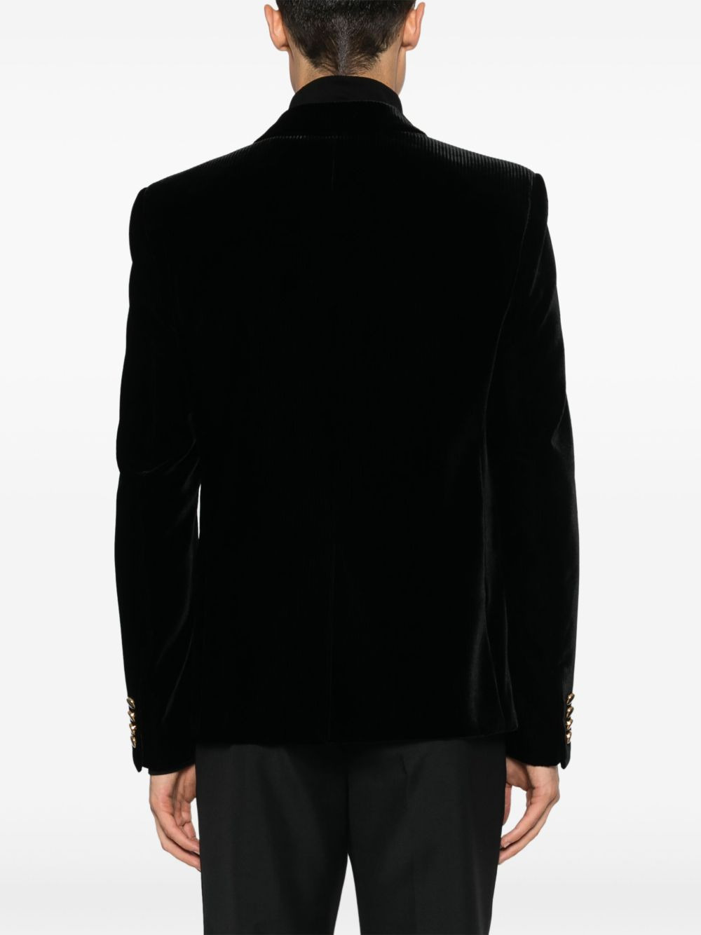 single-breasted ribbed blazer - 4