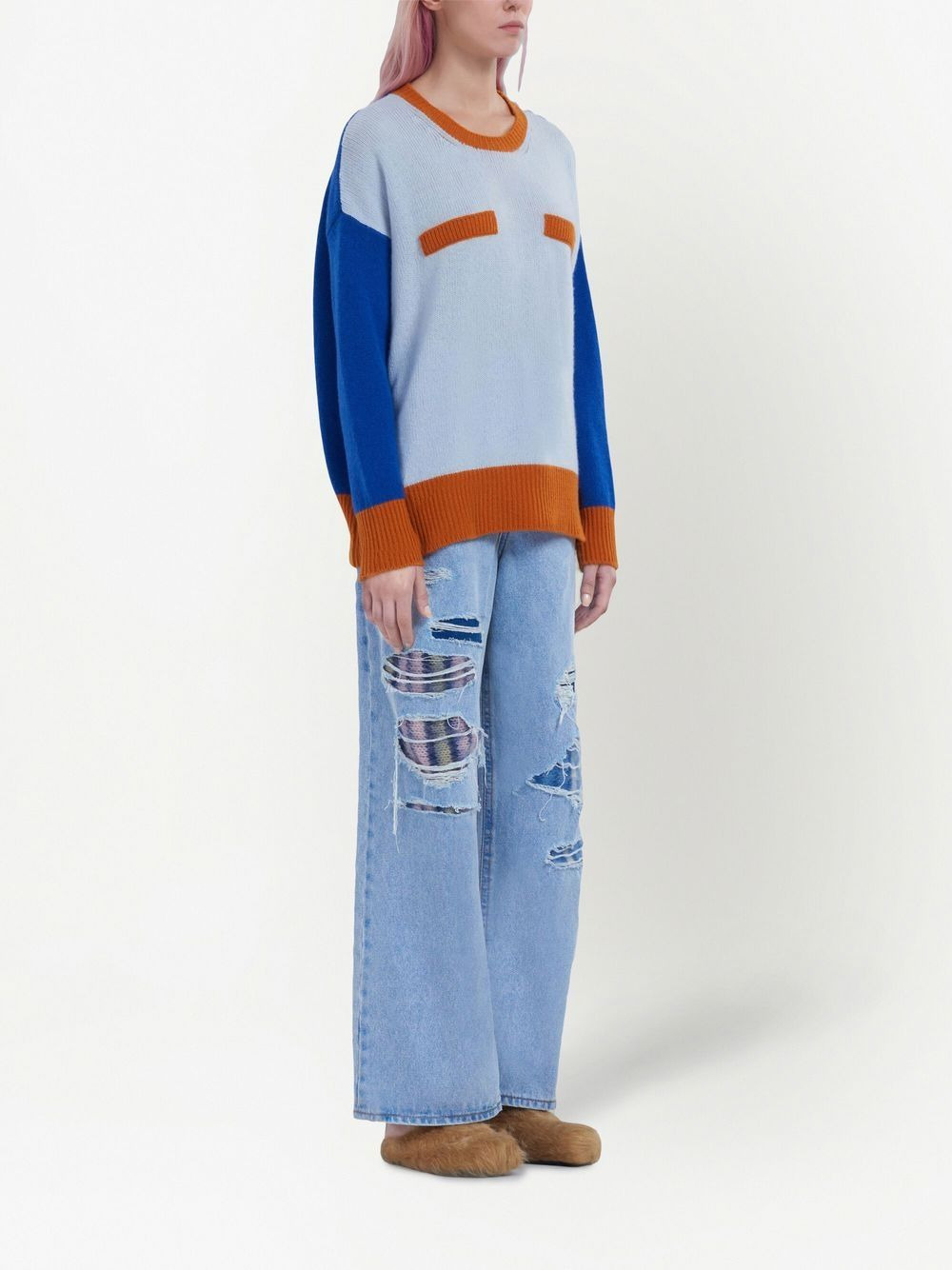 colour-blocked cashmere jumper - 2