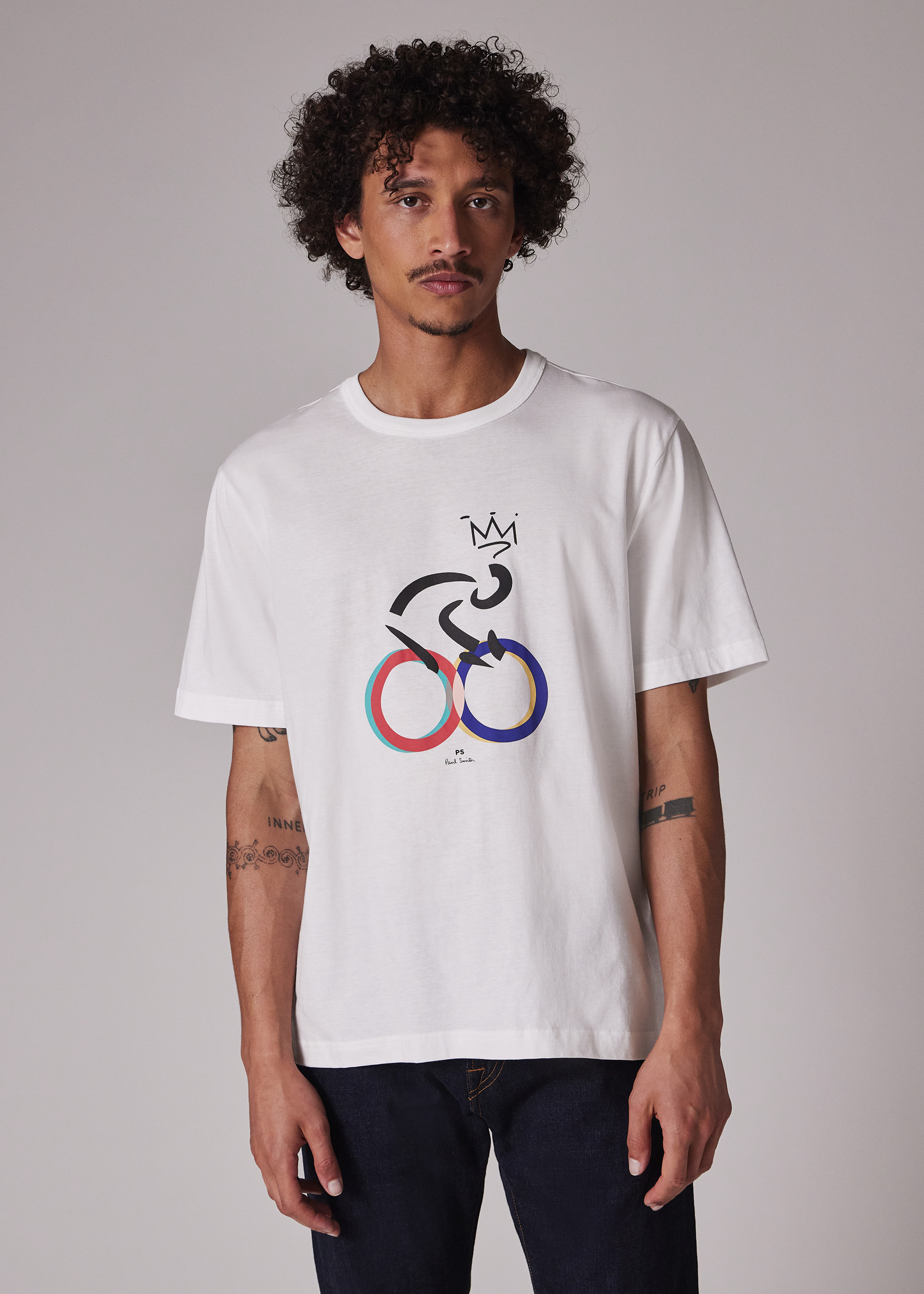 White 'Cyclist' Print T-Shirt - 3