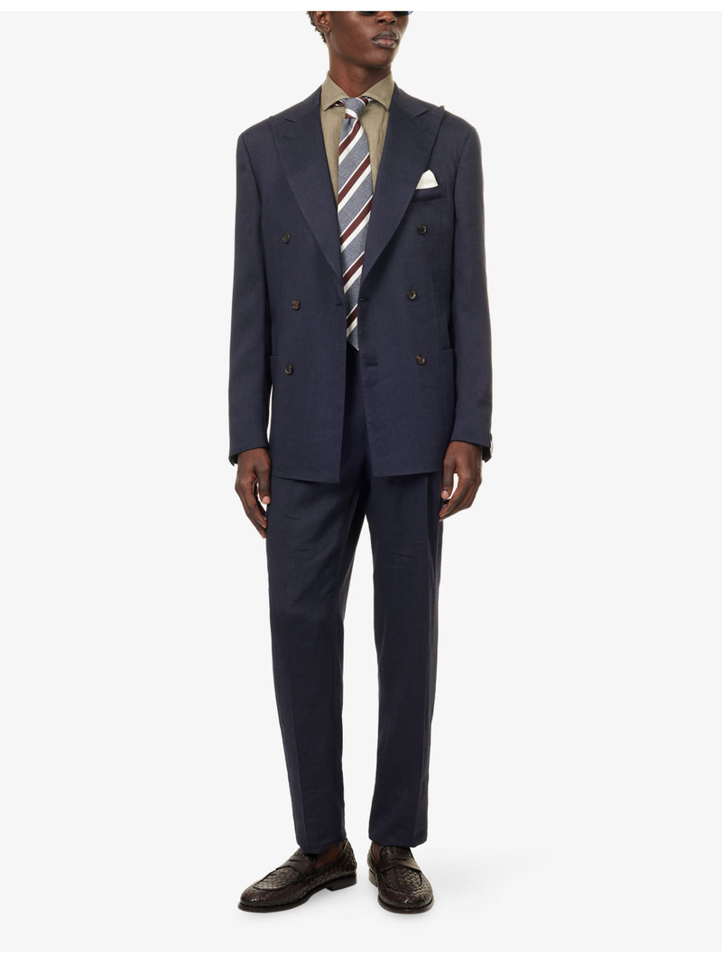 CORNELIANI Long-Sleeve Pointed-Collar Linen Shirt outlook